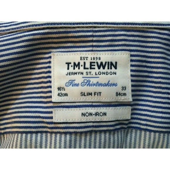 T.M. Lewin T.M.LEWIN MEN'S 100%COTTON DRESS SHIRT FRENCH SIZE:16.5/33 Size US L / EU 52-54 / 3 - 4 Thumbnail