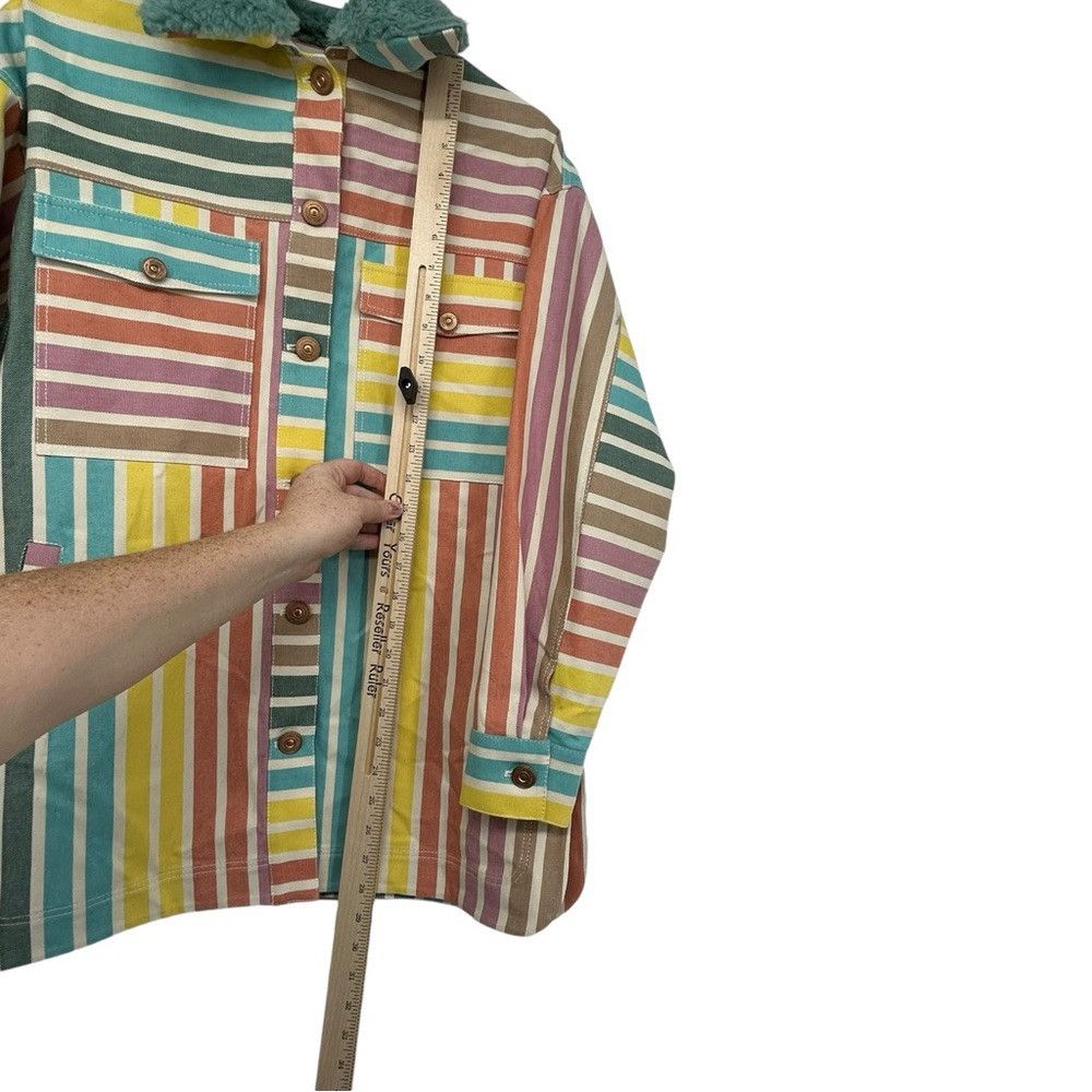 NOCTURNE NOCTURNE PRINTED DENIM JACKET STRIPED RAINBOW WOMENS SIZE XS Size XS / US 0-2 / IT 36-38 - 8 Thumbnail