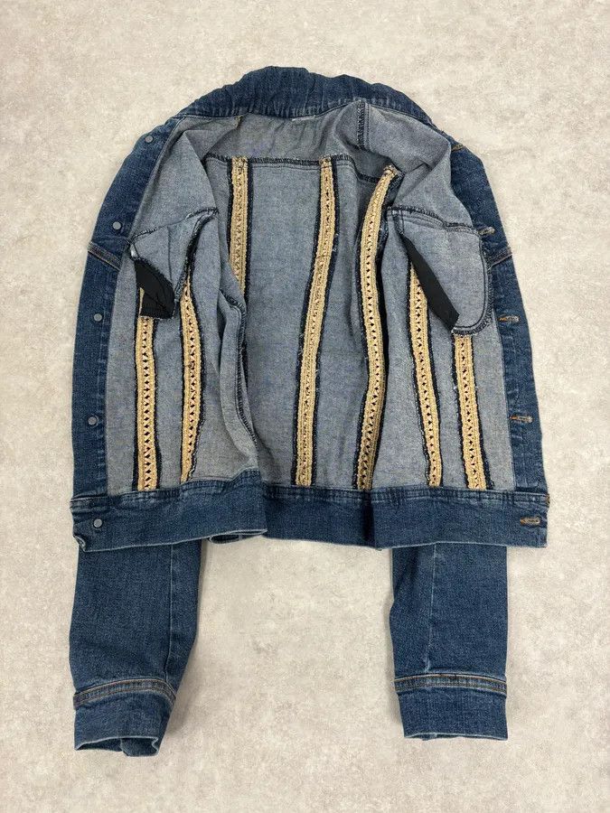 Vintage 2000s Plein Sud Metal Laced Raw Denim Jacket Size S / US 4 / IT 40 - 7 Thumbnail