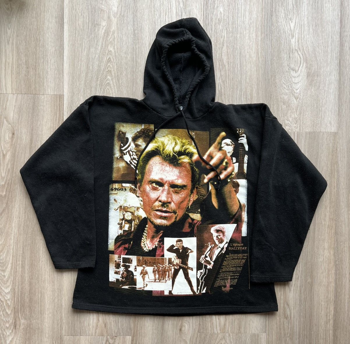 Band Tees × Vintage Vintage Johnny Hallyday Big Logo Black Hoodie Size US L / EU 52-54 / 3 - 1 Thumbnail