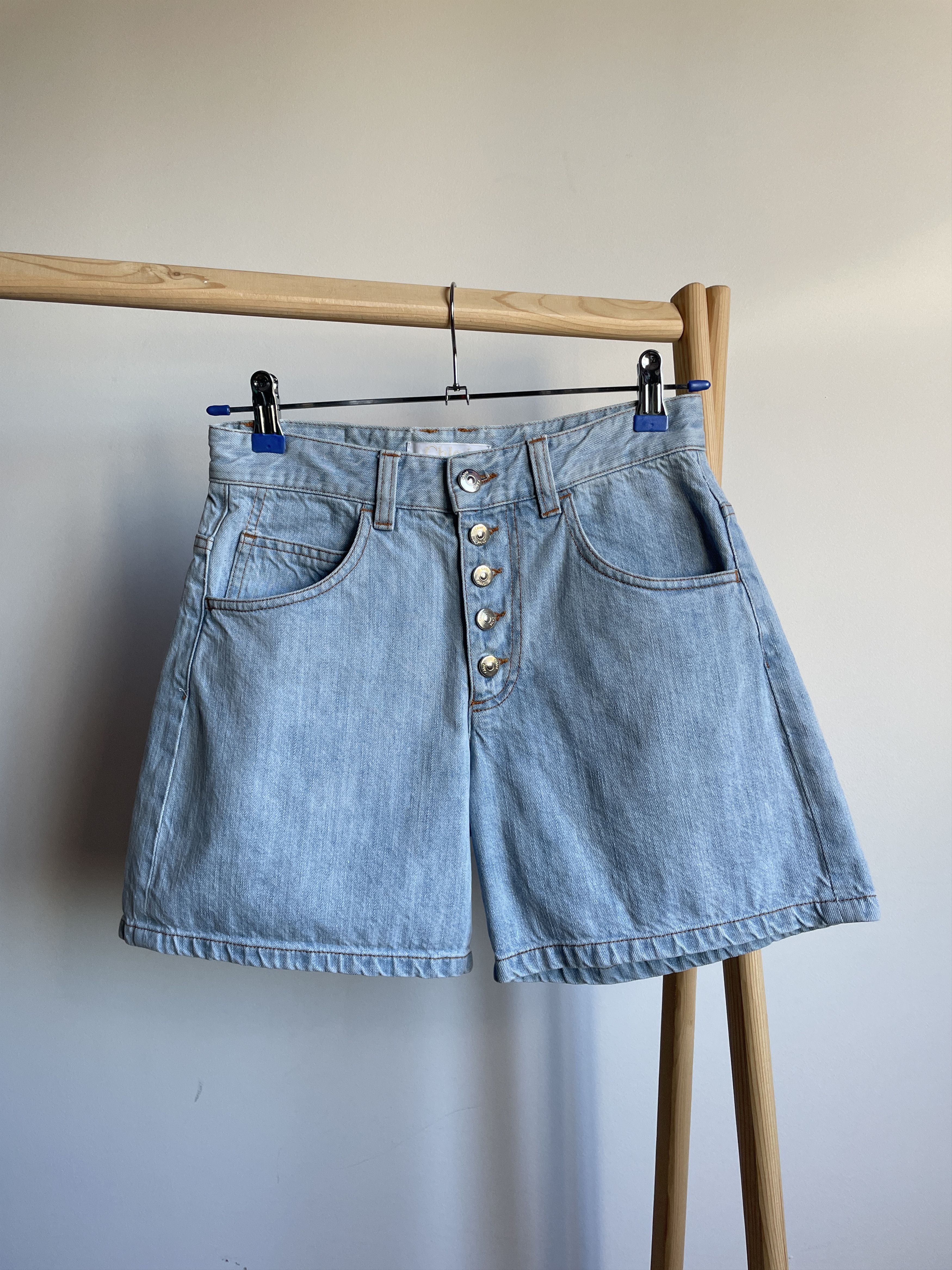Chloe Chloe Bleu Delave Womens Denim Bermuda Shorts Size EUR 34 Size 24" / US 00 / IT 34 - 1 Thumbnail