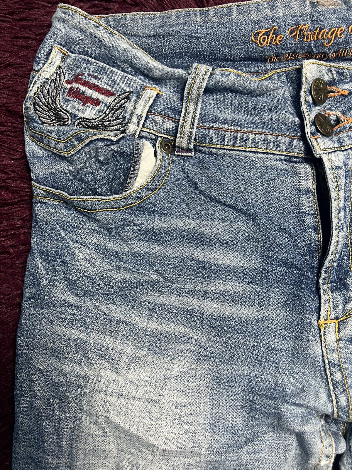 Hysteric Glamour Vintage Heaven Winger Embroidered Wing Bootcut Jeans (47) Size US 35 - 3 Thumbnail