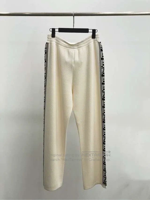 Fendi Fendi White side stripe logo cashmere leisure pants Size US 32 / EU 48 - 2 Thumbnail