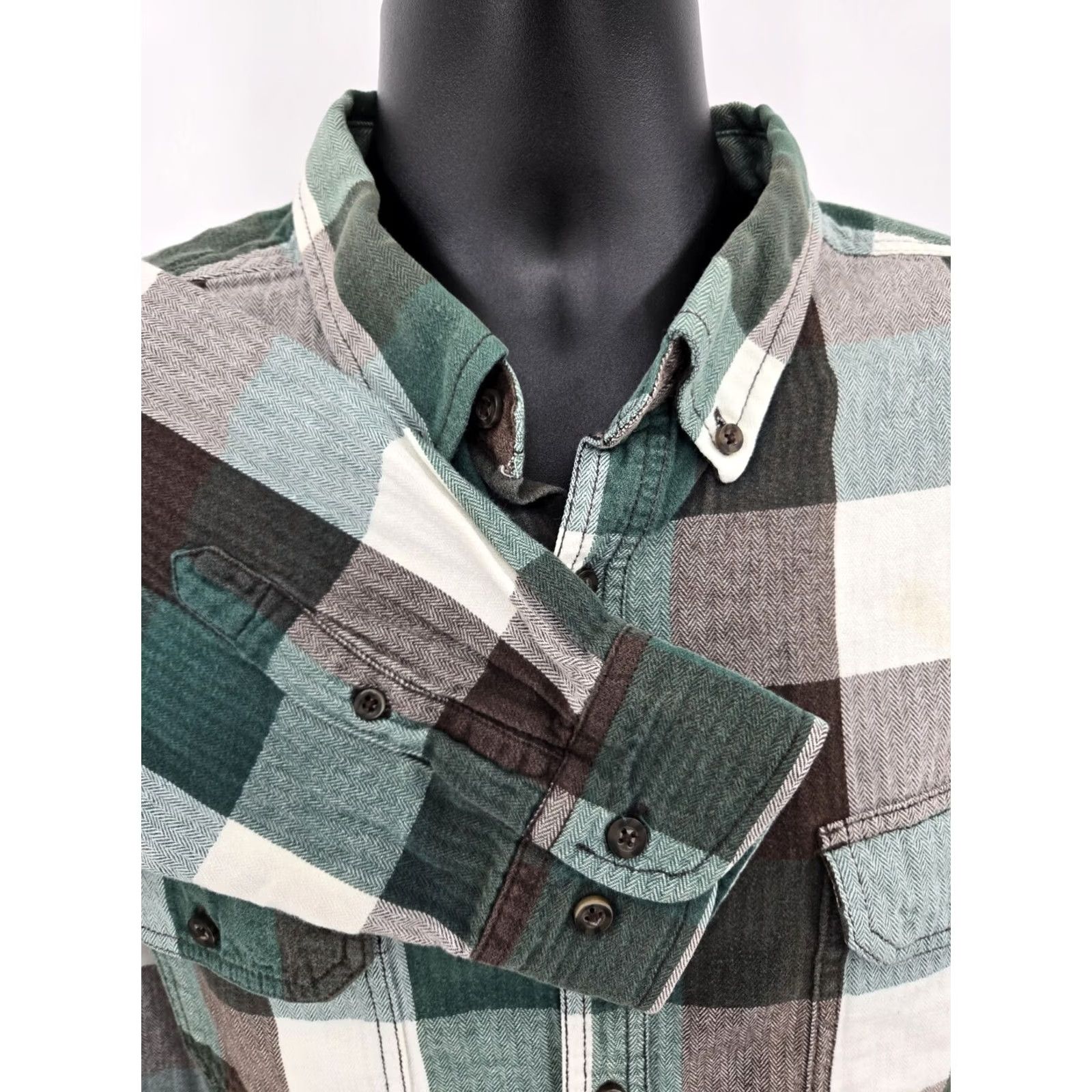 Faded Glory Faded Glory Button-Up Flannel Shirt XL Green Check Outdoor Long Sleeve Pocket Men Size US XL / EU 56 / 4 - 6 Thumbnail
