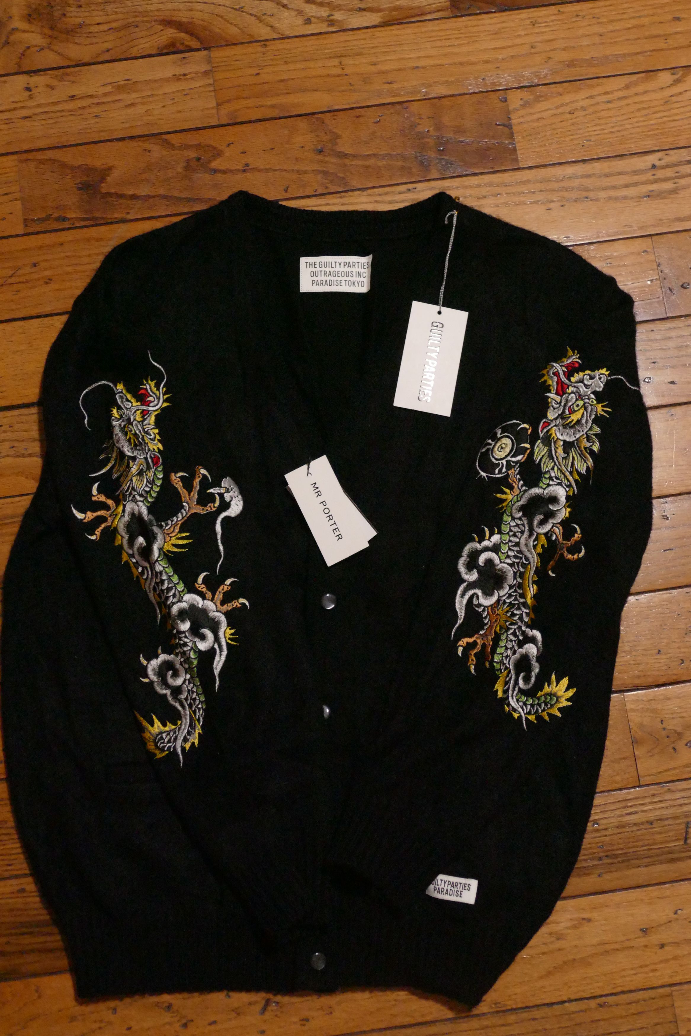 image of Guilty Parties Dragon Cardigan in Black, Men's (Size XL)