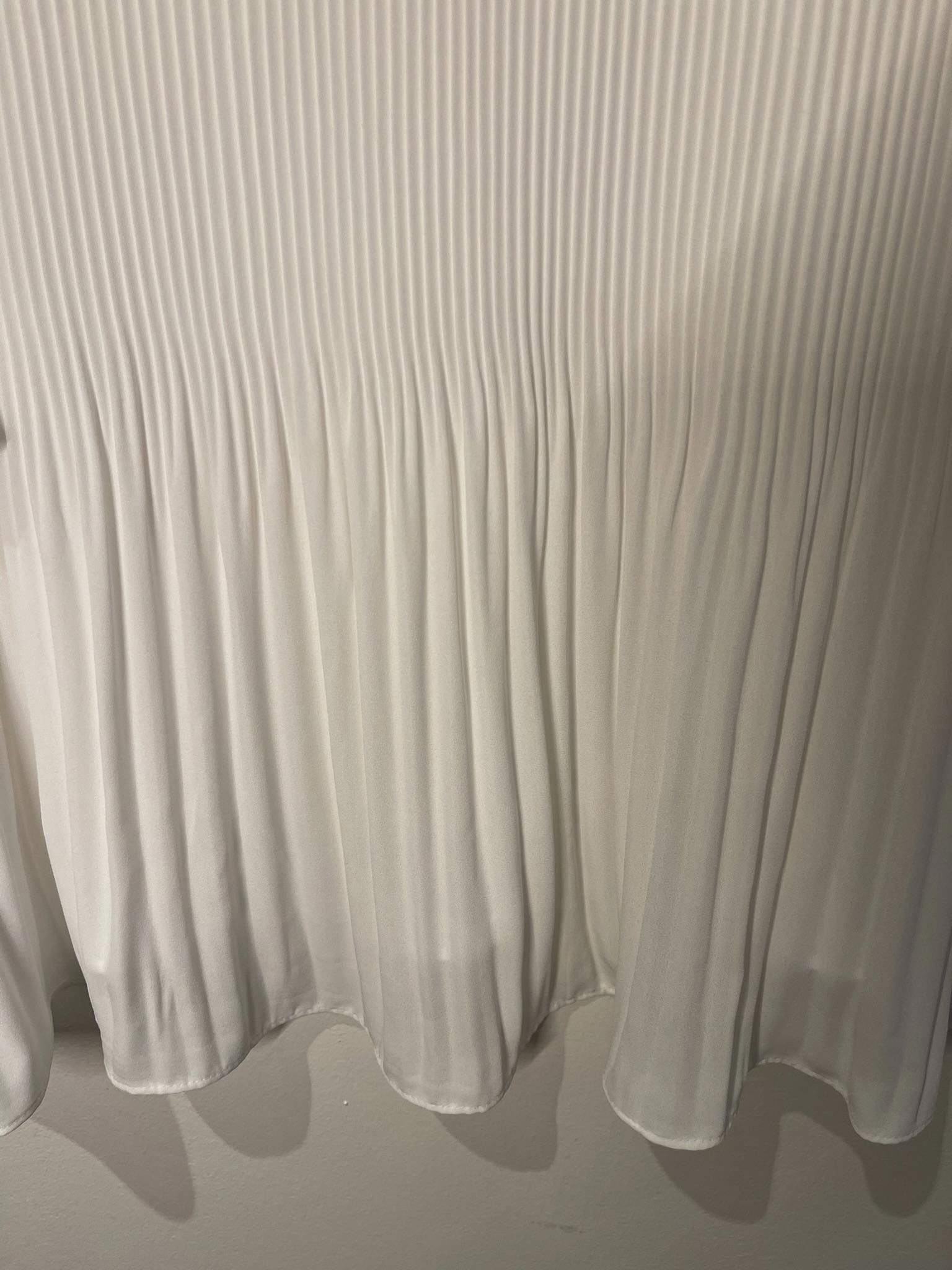 Designer Primark White Pleated Blouse, with short sleeves Size XL / US 12-14 / IT 48-50 - 3 Thumbnail