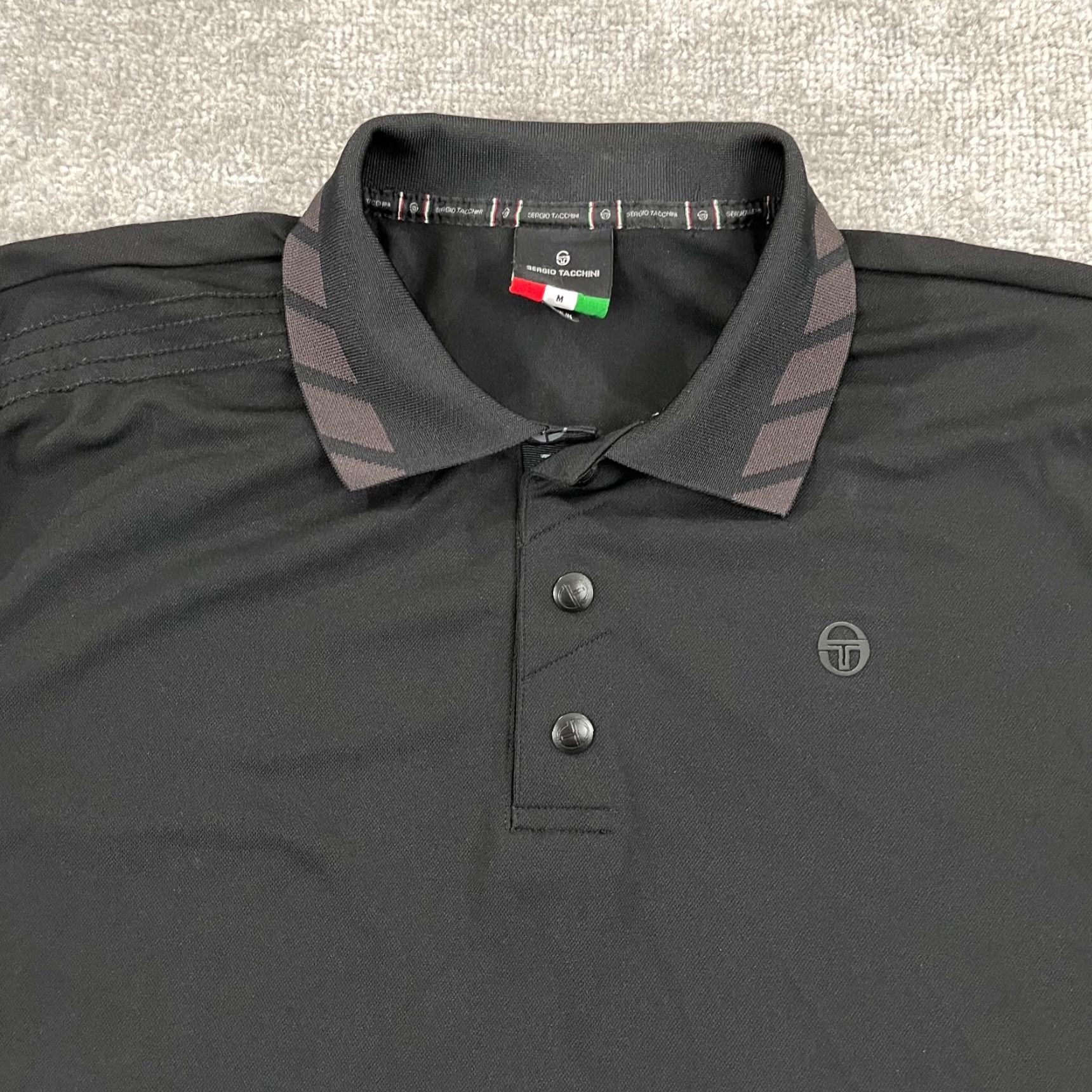 Sergio Tacchini Sergio Tacchini Polo Shirt Mens M Black Performance Snap Collar S/S Shirt Sports Logo Classic Size US M / EU 48-50 / 2 - 2 Thumbnail