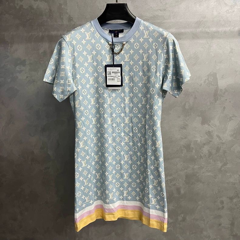 Louis Vuitton louis vuitton Blue Round Neck Full Print Mid-Waist Slim Mi Size XS / US 0-2 / IT 36-38 - 1 Thumbnail