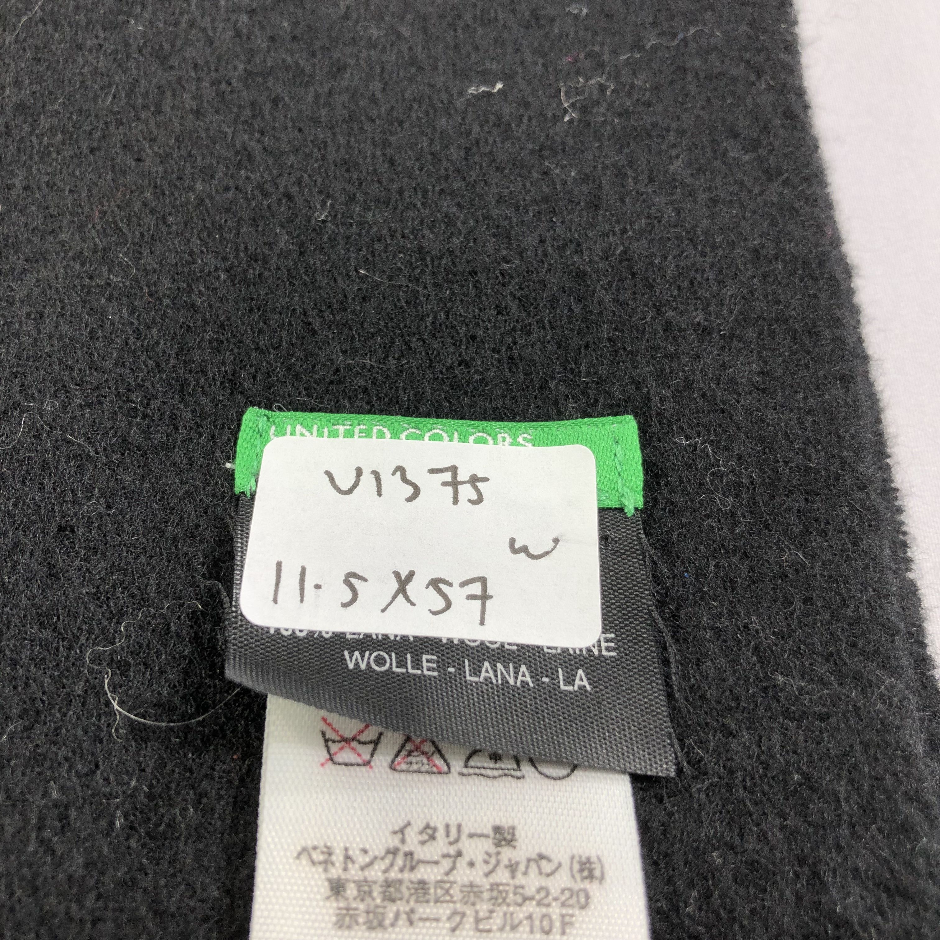 United Colors Of Benetton United Colors of Benetton Black Wool Scarf Muffler V1375 Size ONE SIZE - 6 Thumbnail