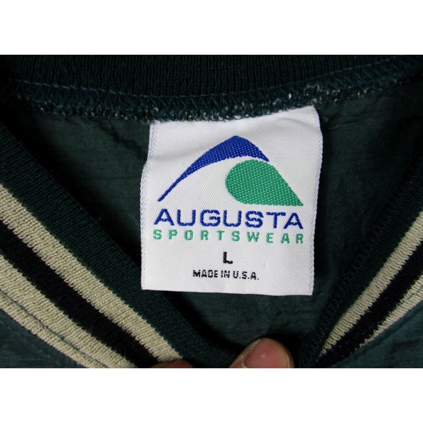 Augusta Sportswear VINTAGE Augusta Sportswear Miles College Track Suit Mens L Green 2 Piece Nylon Set Size 42R - 4 Thumbnail