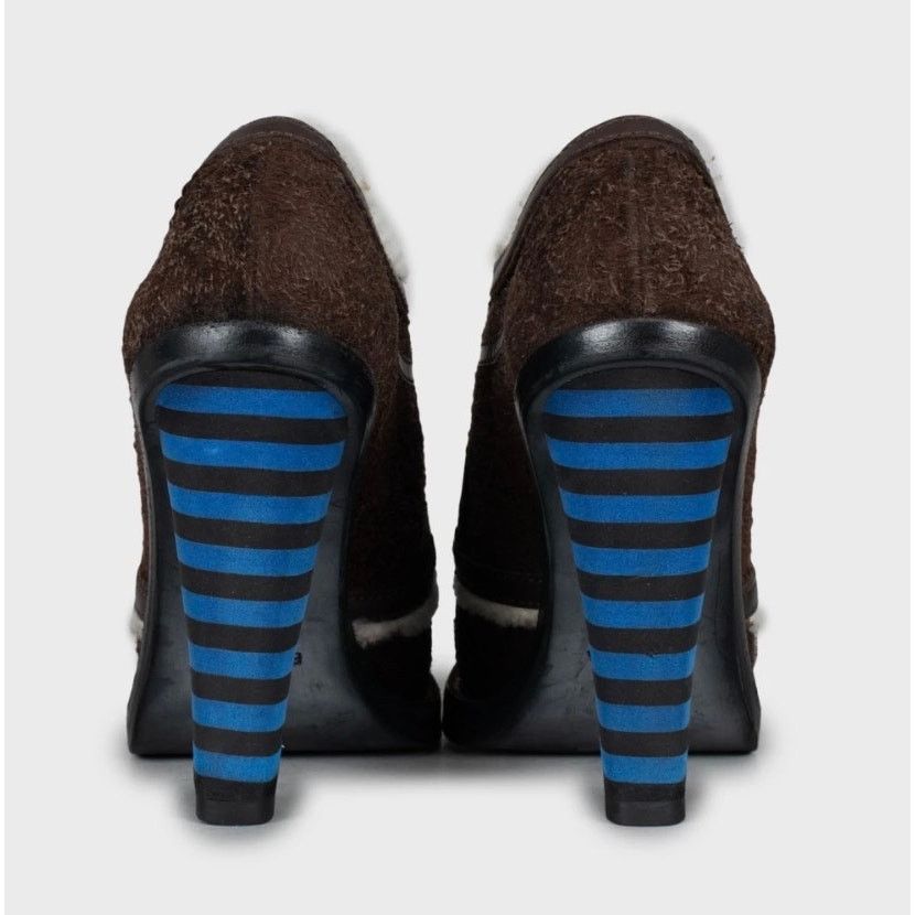 Balenciaga Balenciaga Brown Suede Striped Heels Ankle Boots Sz.35 Size US 5 / IT 35 - 4 Thumbnail