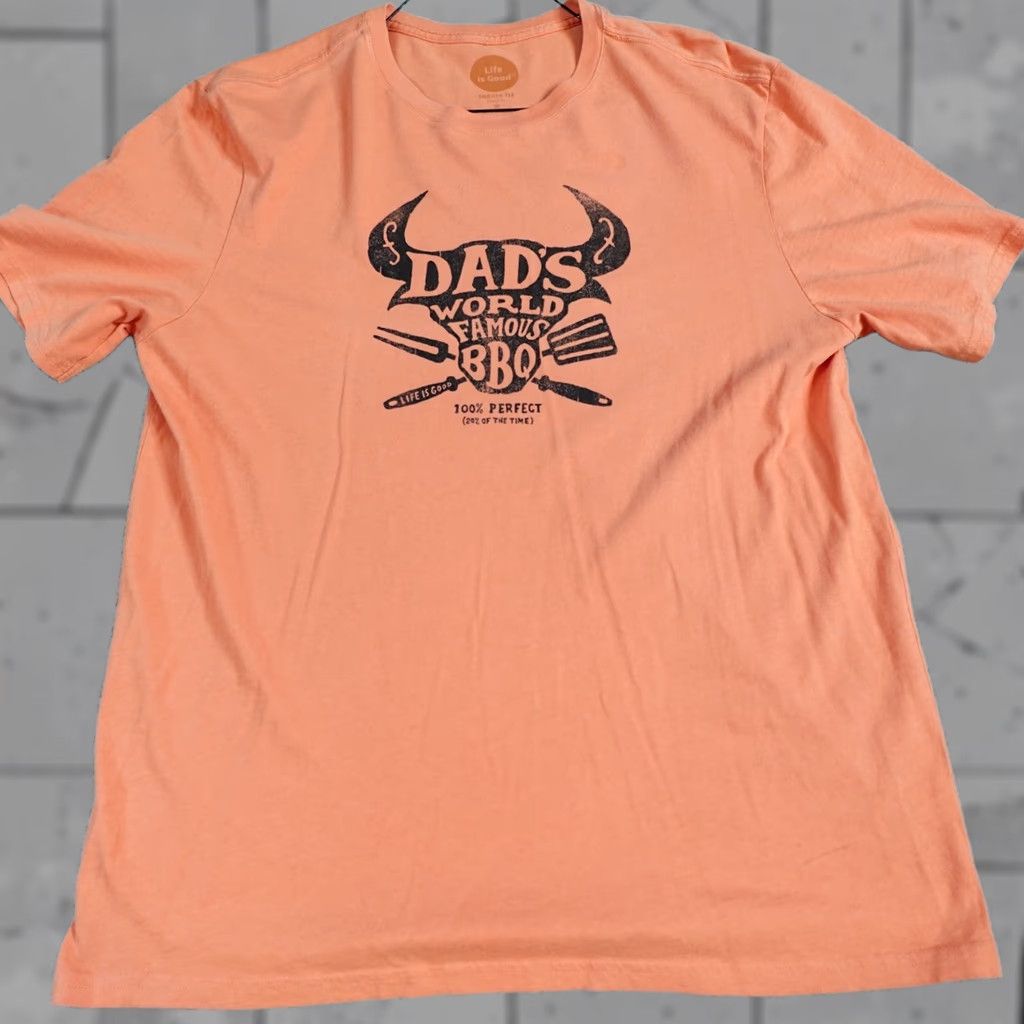 Life is Good Life is Good Shirt Medium Orange Dad's Barbeque Tee Shirt Mens Short Sleeve Crew Neck Cotton Knit Size US M / EU 48-50 / 2 - 1 Thumbnail