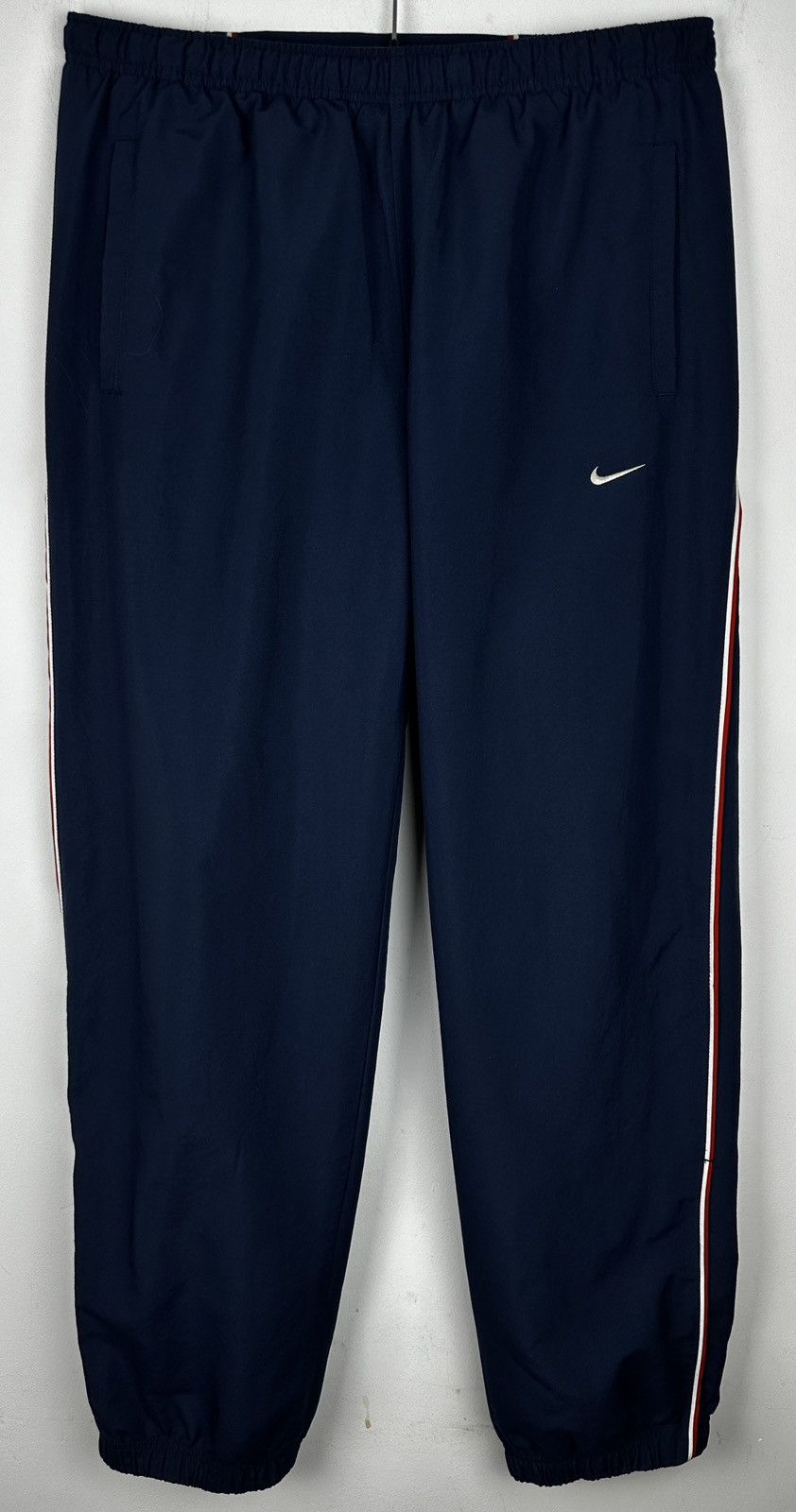 Nike Nike Mini Swoosh Logo Nylon Stripe Track Pants Y2K Vintage Size US 34 / EU 50 - 1 Thumbnail