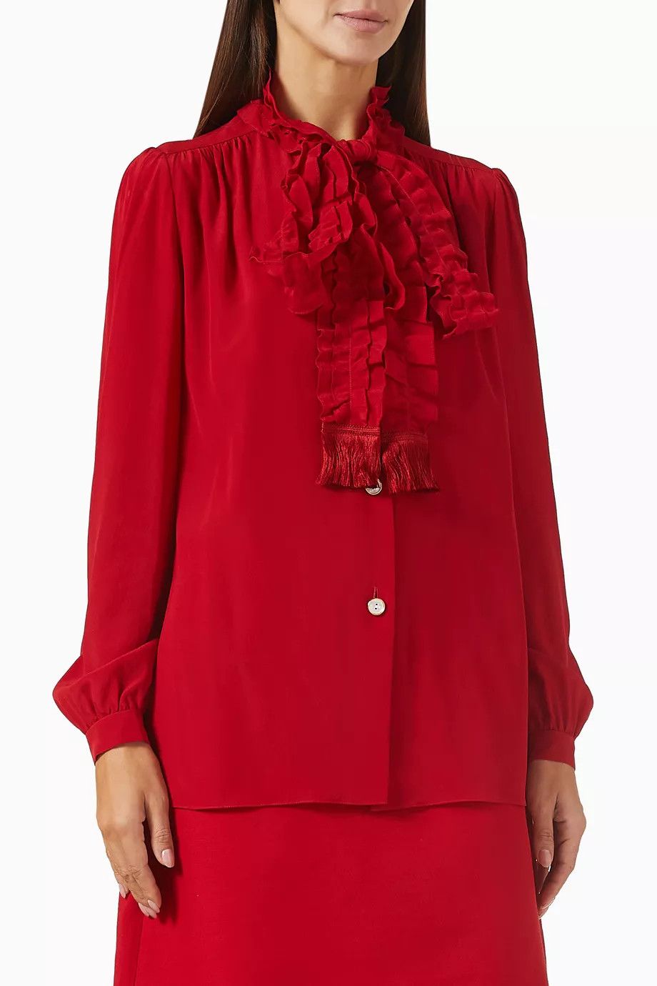 Valentino o1y0326 Silk Shirt in Red Size XS / US 0-2 / IT 36-38 - 1 Thumbnail
