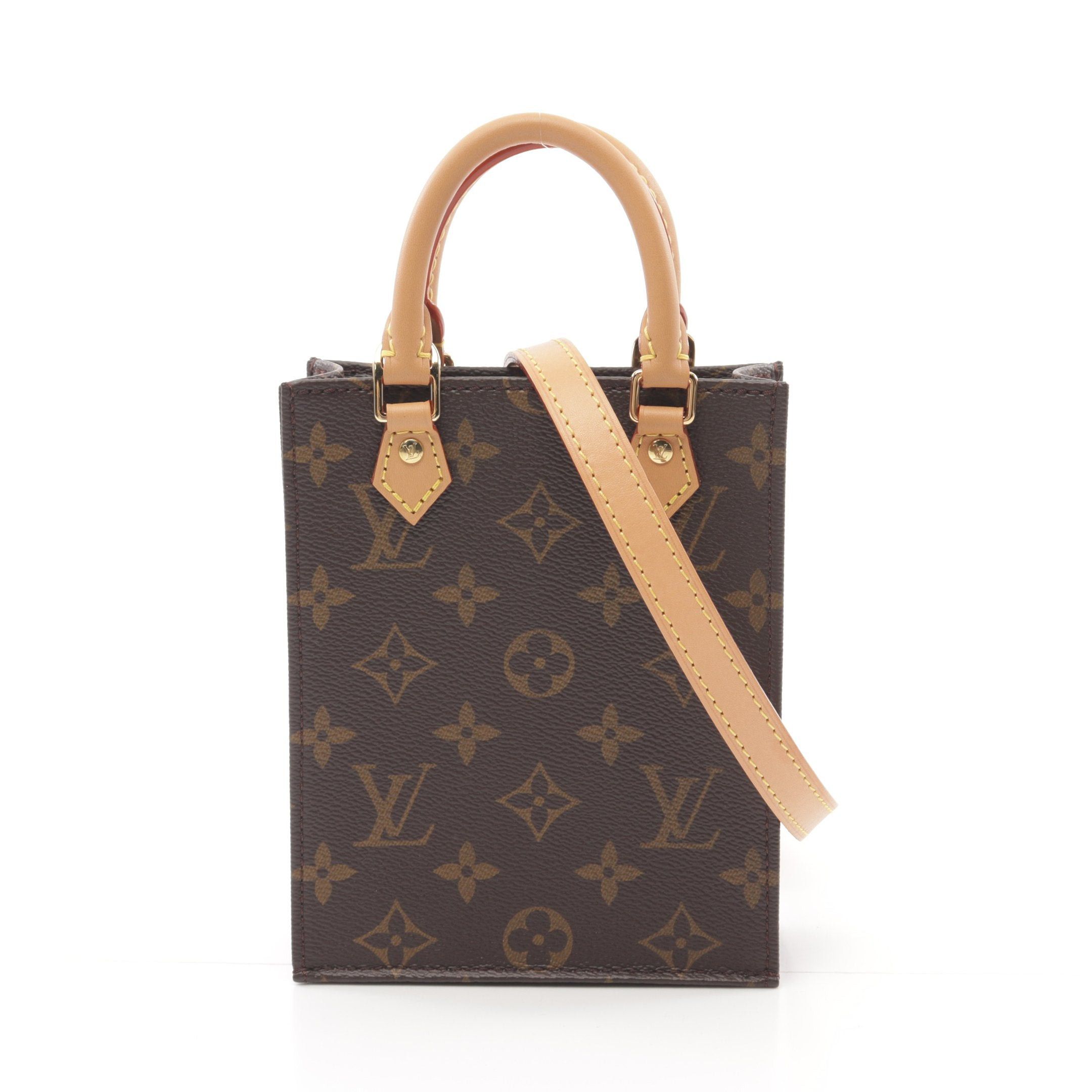Louis Vuitton Louis Vuitton Petite Sac Plat Monogram Handbag Leather Brown Size ONE SIZE - 1 Thumbnail