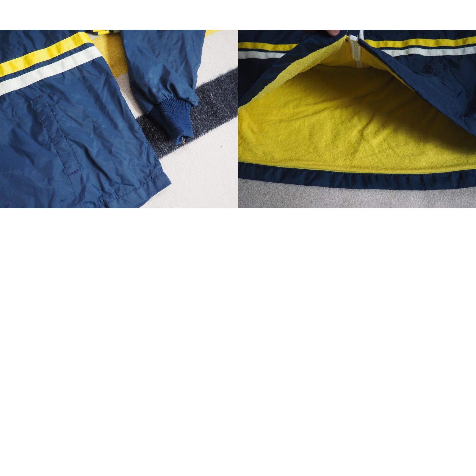Vintage VTG 70s Swingster BANDOG Navy Blue Yellow Satin Nylon Striped Jacket USA XL Shirt Mens Size US XL / EU 56 / 4 - 8 Thumbnail