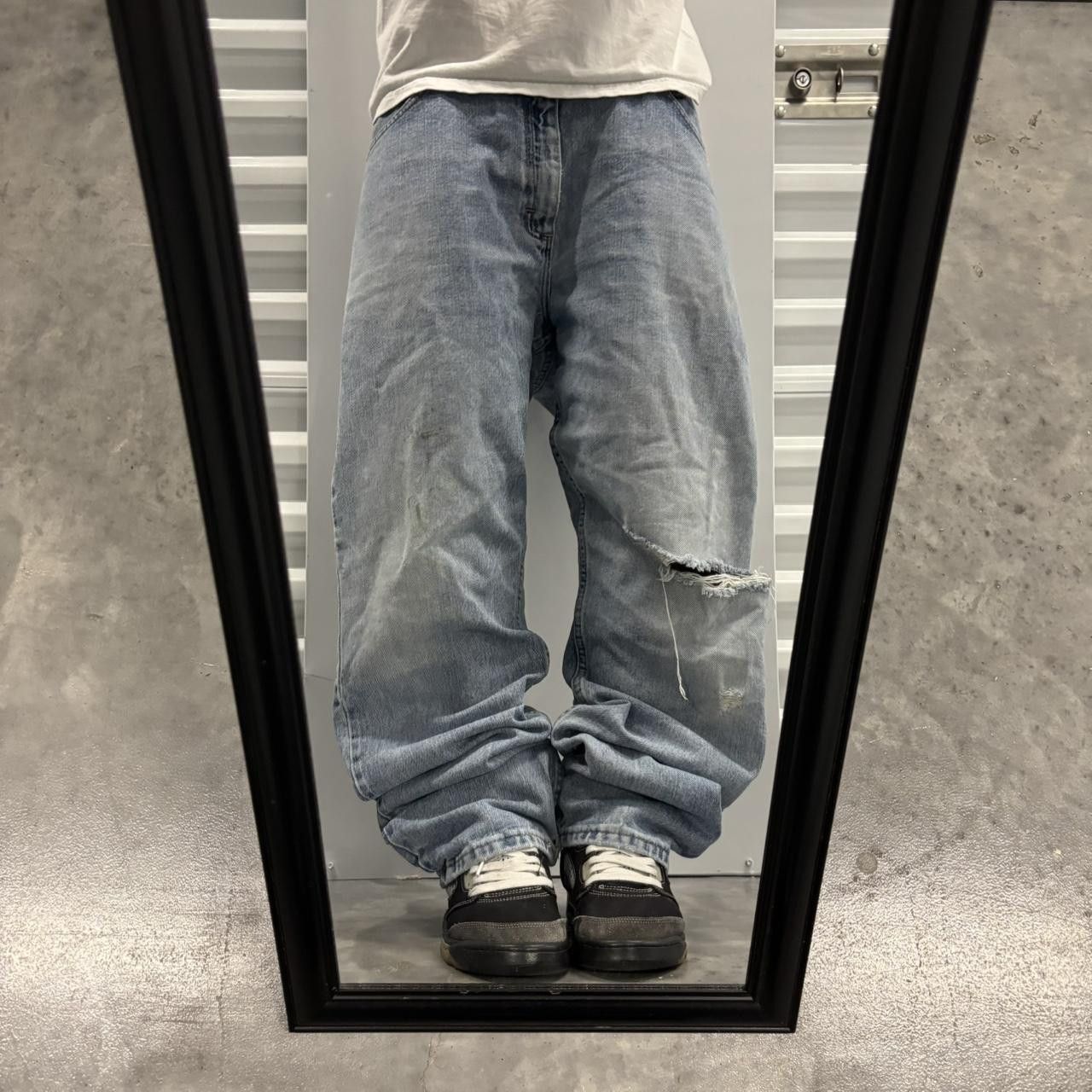 Japanese Brand × Vintage Crazy Vintage Y2K/2000s Faded Light Wash Distressed Skater Denim Jeans! Size US 36 / EU 52 - 1 Thumbnail