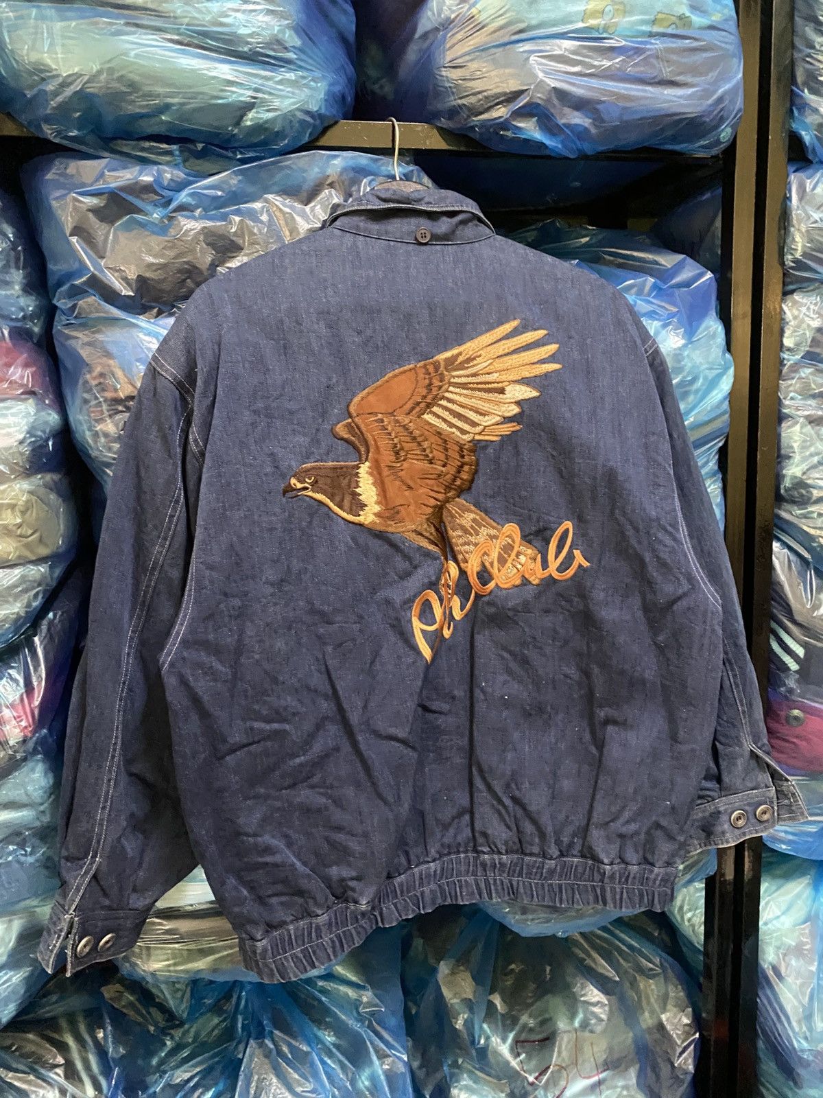 Other Vintage OR CLUB Denim Jacket with Embroidered Eagle Back Size US M / EU 48-50 / 2 - 7 Thumbnail