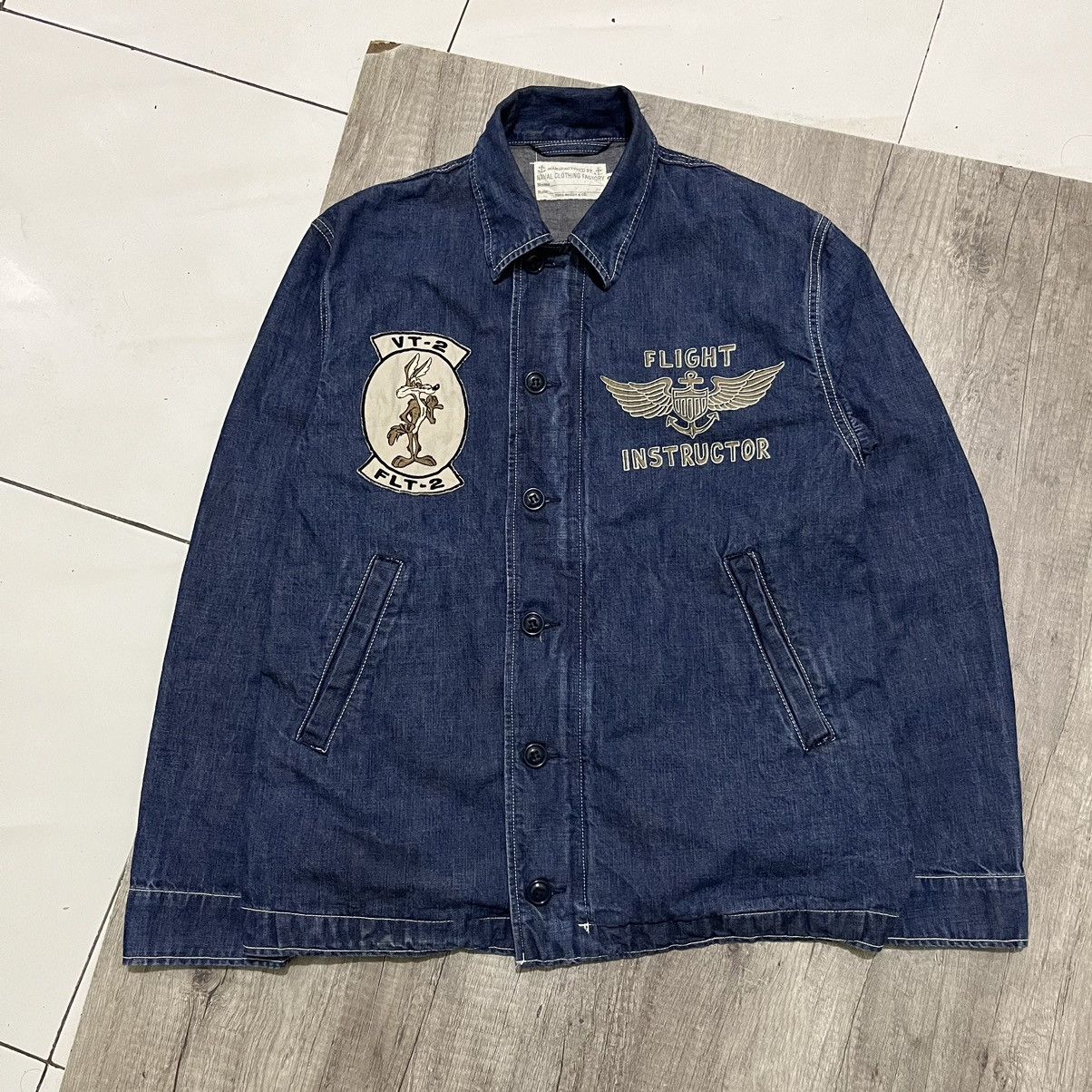 image of The Real Mc Coys Road Runner Utility Denim Jacket in Blue Denim, Men's (Size Medium)