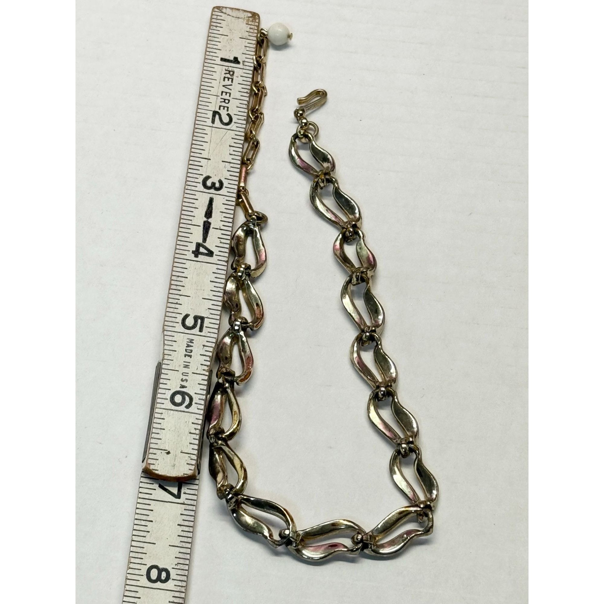 Vintage Vintage white enamel metal necklace Size ONE SIZE - 4 Thumbnail