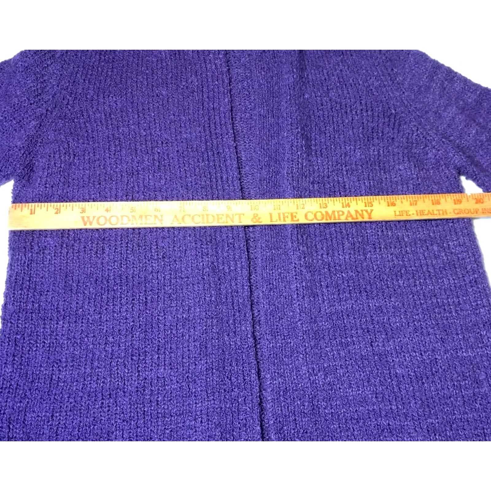 Vintage VINTAGE LeRoy Knitwear Cardigan Sweater Women XL Purple Open Front Grannycore Size XL / US 12-14 / IT 48-50 - 5 Thumbnail