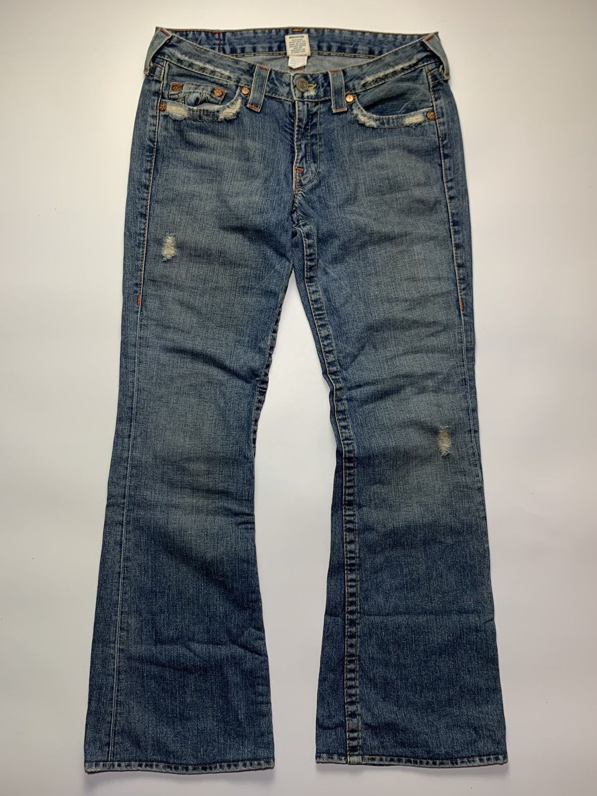 Other TRUE RELIGION FLARE DISTRESSED DENIM JEAN PANT Size US 30 / EU 46 - 8 Thumbnail