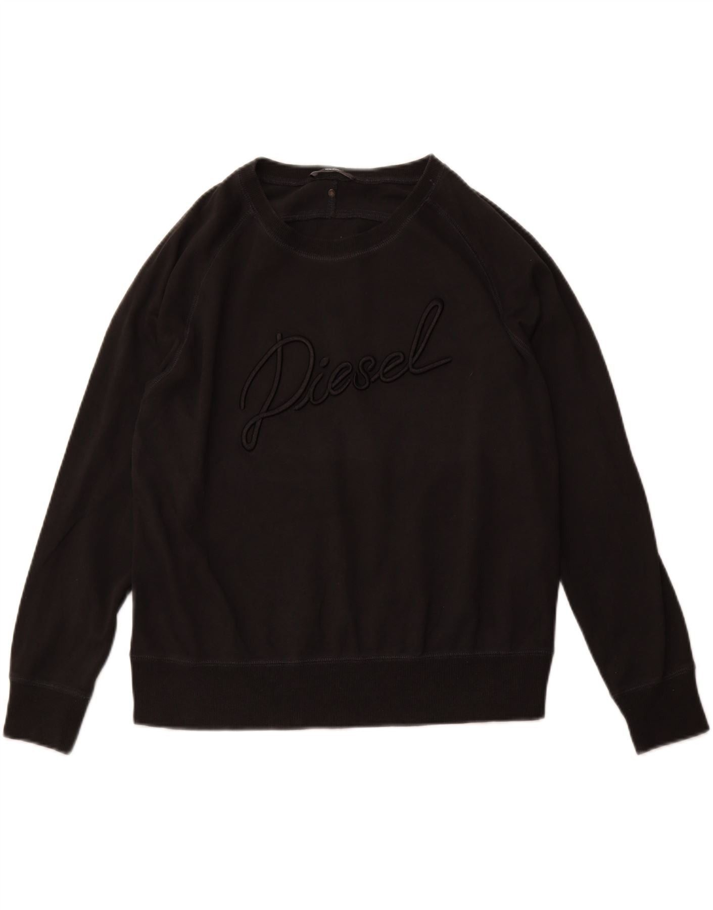 Diesel Womens Graphic Loose Fit Sweatshirt Jumper UK 14 Medium Blac Size L / US 10 / IT 46 - 1 Thumbnail