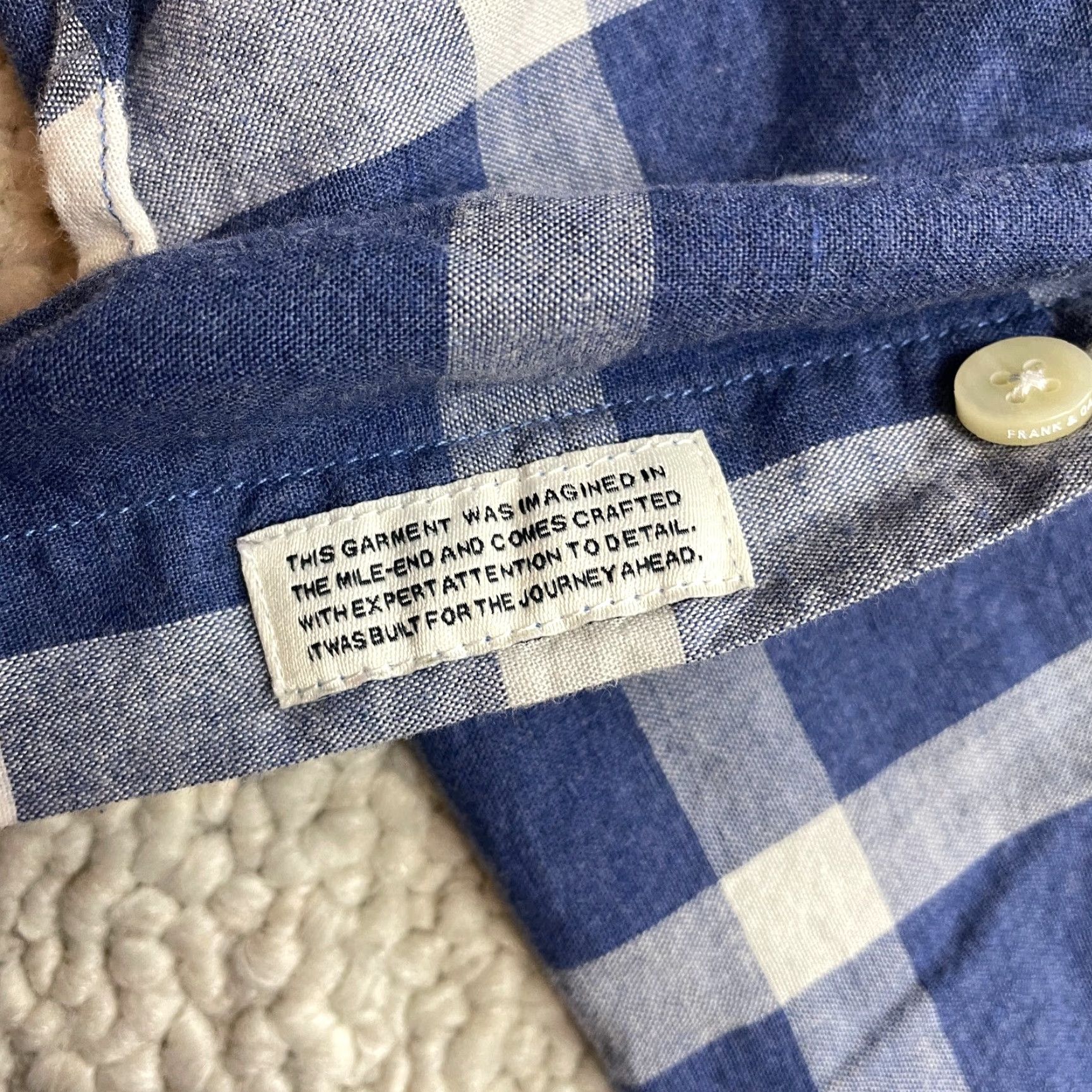 Vintage Frank + Oak Rue St. Viateur Button Up Shirt Mens Large Blue Plaid Long sleeve Size US L / EU 52-54 / 3 - 7 Thumbnail