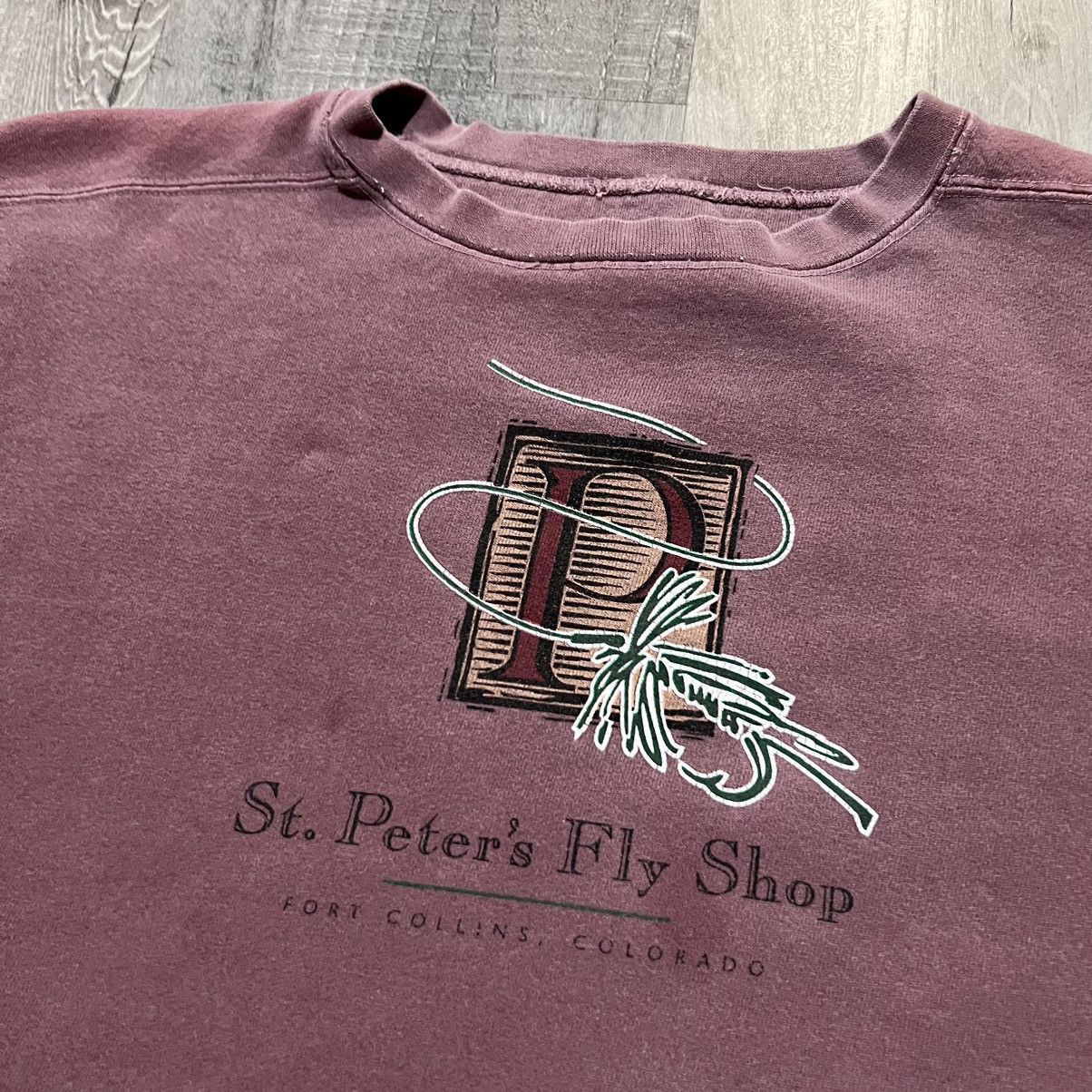 Vintage VTG St Peters Fly Shop Fort Collins Fishing Bait Sweatshirt Size US L / EU 52-54 / 3 - 3 Thumbnail
