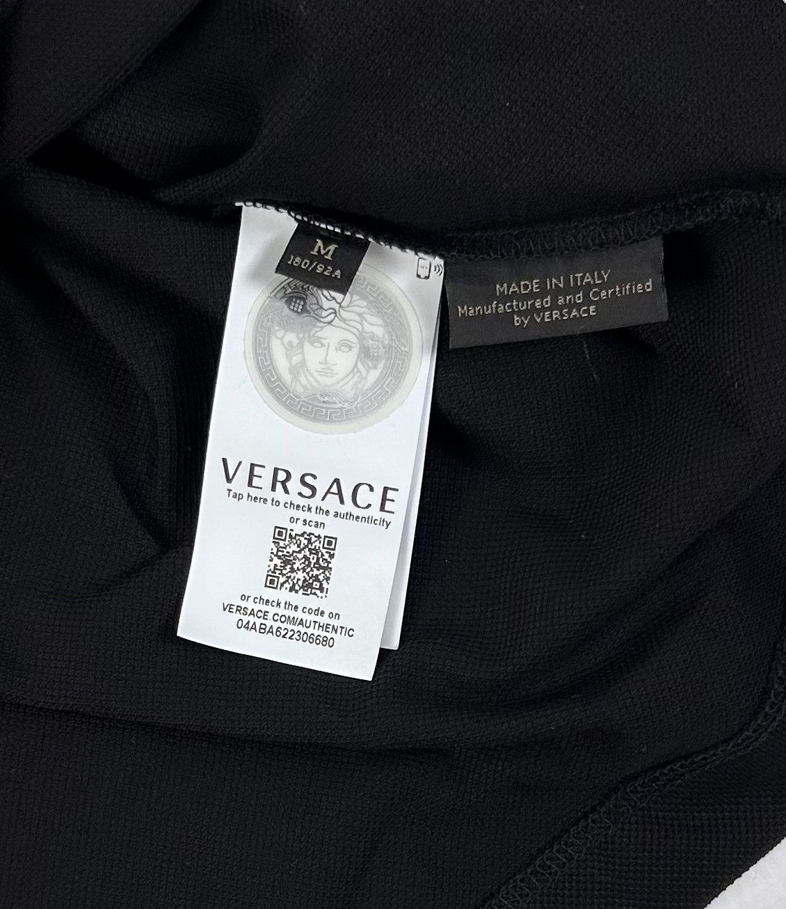 Versace Versace Men's Black Polo M Pique Logo Satin Collar Italy NWT Size US M / EU 48-50 / 2 - 5 Thumbnail