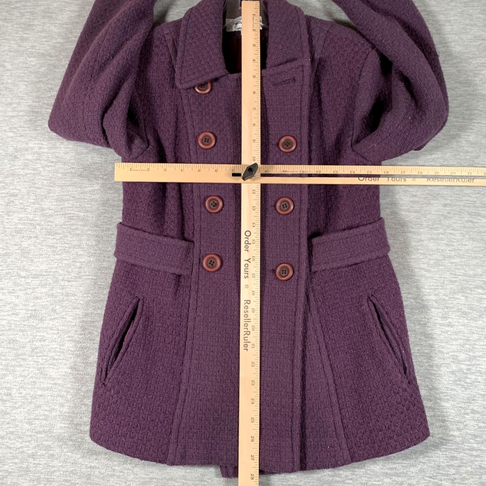 Vintage Jonathan Michael Coat Womens 4 Purple Wool Pea Coat Tweed Button Lined USA Size S / US 4 / IT 40 - 6 Thumbnail