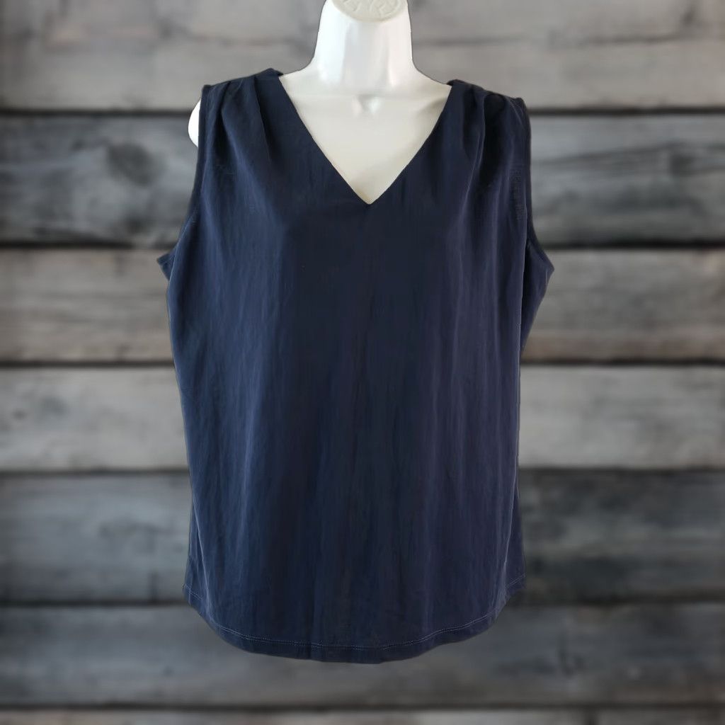 Vintage Foxcroft Womens Top Tank Sleeveless V-Neck Blue L XS? Size L / US 10 / IT 46 - 1 Thumbnail