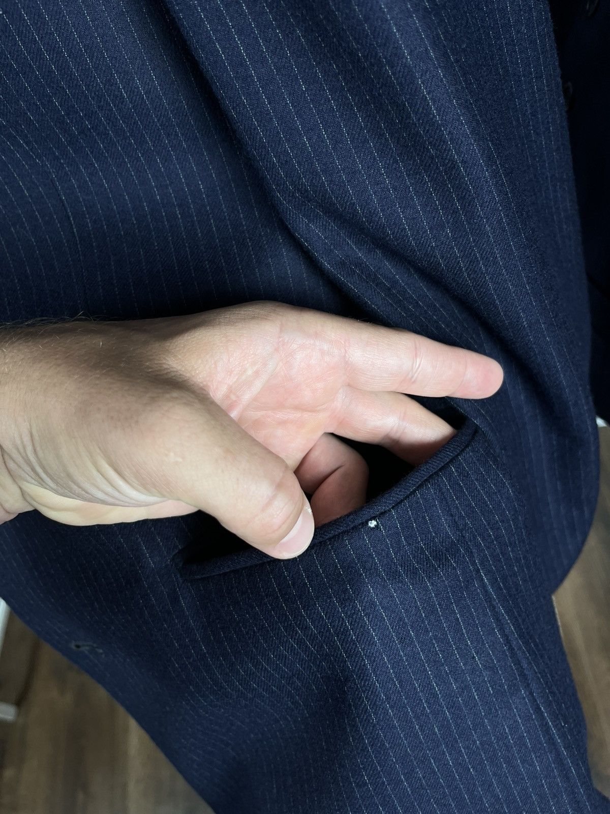 Vintage Wool 3-Piece Suit Pinstripe 40R Blazer Vest Pants