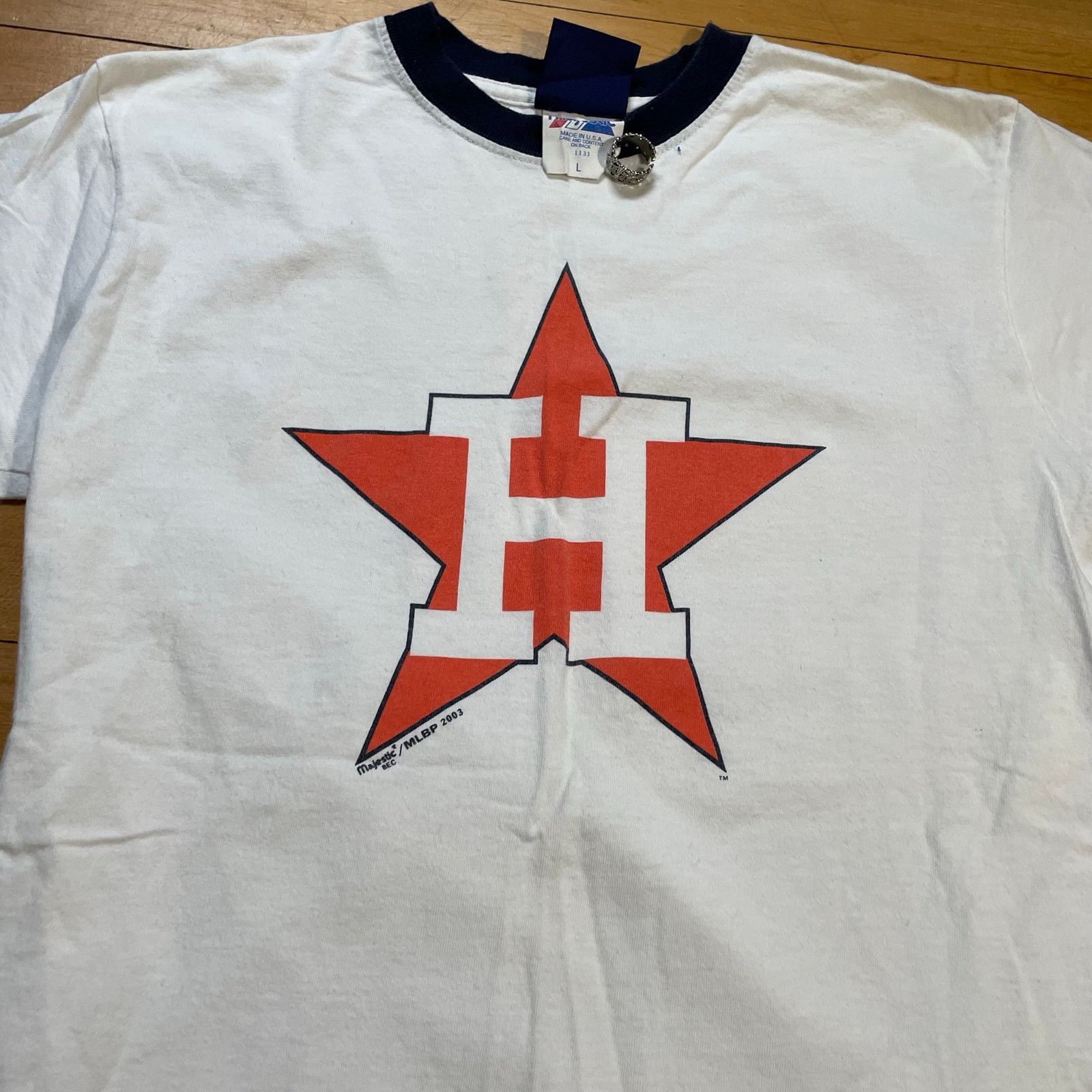 Majestic Vintage 2003 Houston Astros Ringer T Shirt Mens L MLB USA Size US L / EU 52-54 / 3 - 2 Thumbnail