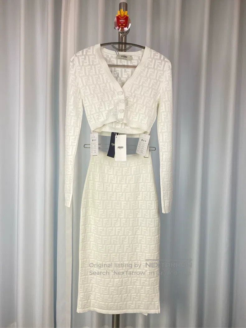 Fendi Fendi Full-length white knit dress with spring/summer 2023 Size 24" / US 00 / IT 34 - 3 Thumbnail