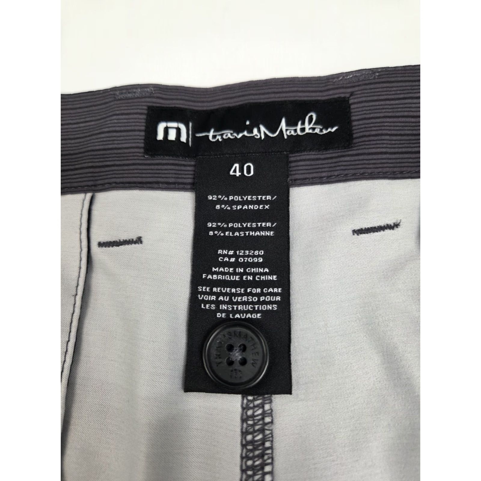 TravisMathew Travis Mathew Mens Chino Golf Shorts Grey/Black Stripe 40 Regular Inseam 10in Zip Front Pattern Striped Golfing Casual Activewear Summer Spring Fall Size US 40 / EU 56 - 3 Thumbnail