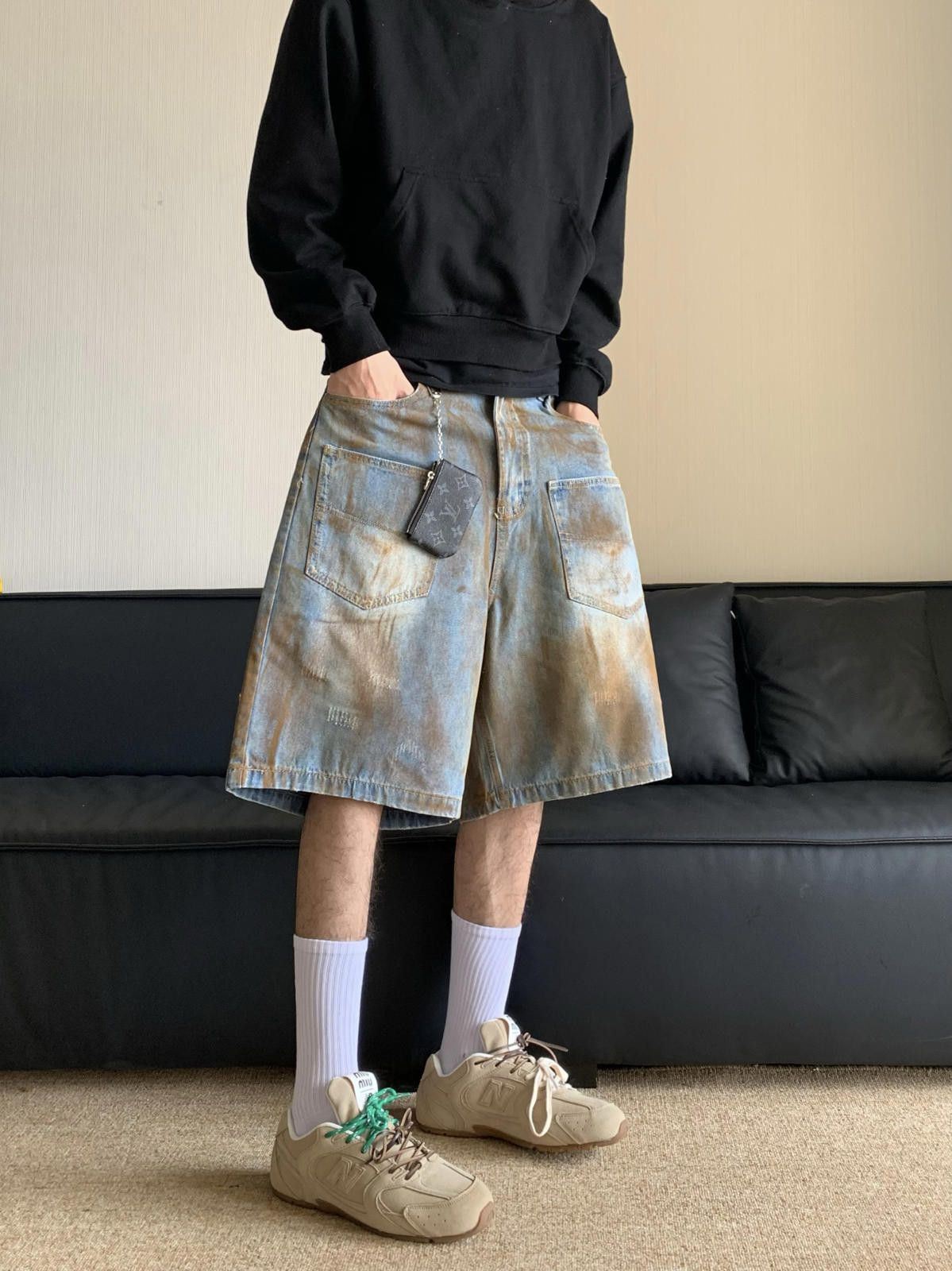 Reversed Painted Denim Shorts