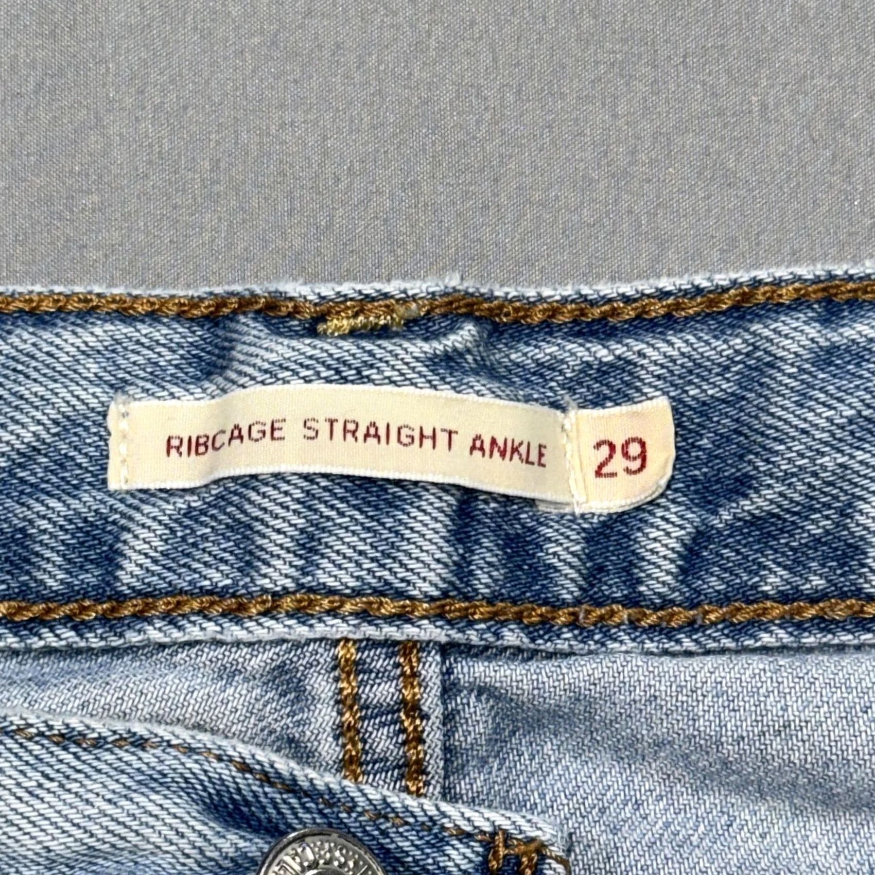 Levi's Levi's Ribcage Straight Jeans Women's 29 Light Blue High Rise Button Fly Size 29" - 7 Thumbnail