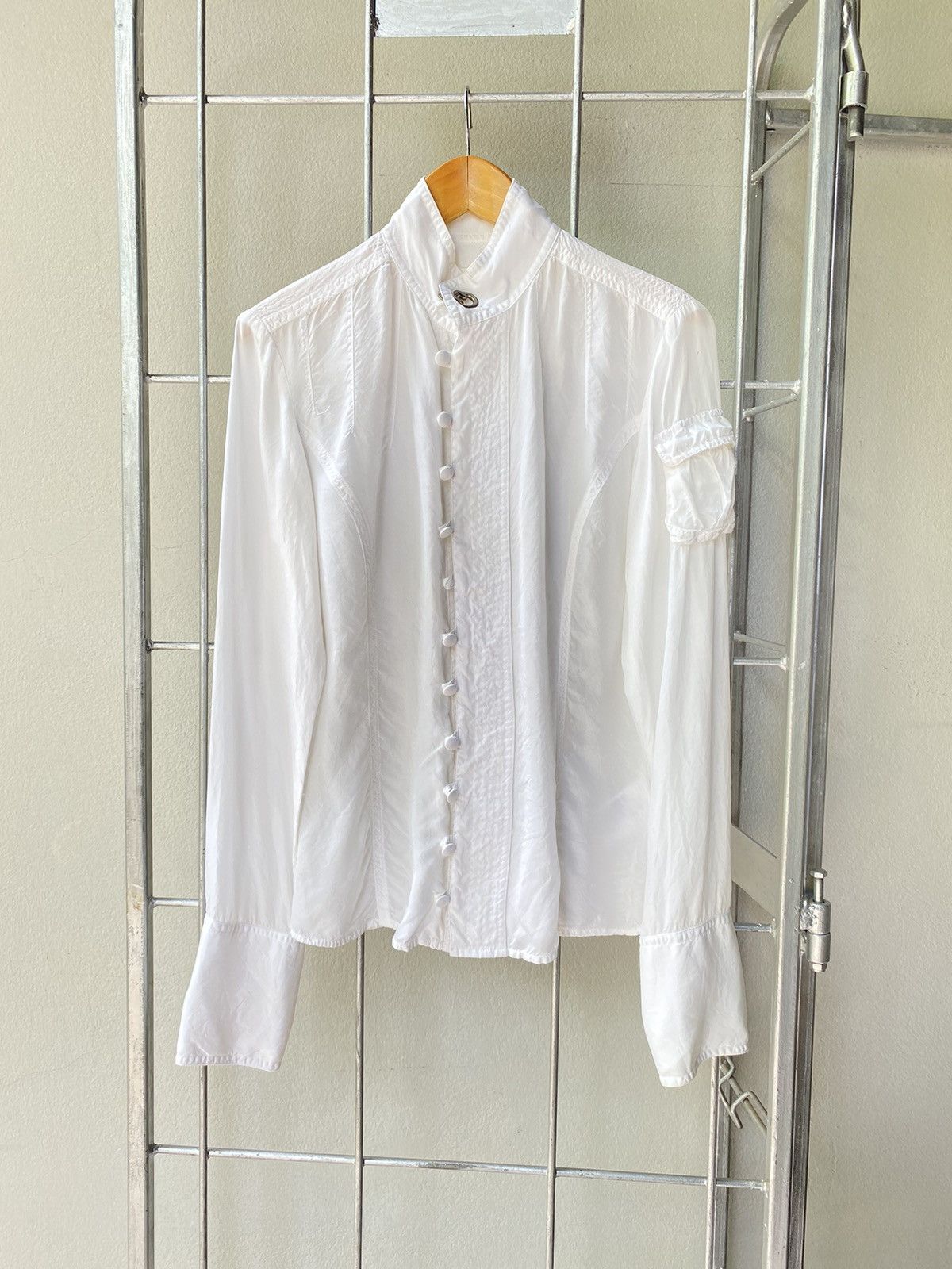 Diesel DIESEL White High-Collar Blouse Shirt Size S / US 4 / IT 40 - 1 Thumbnail