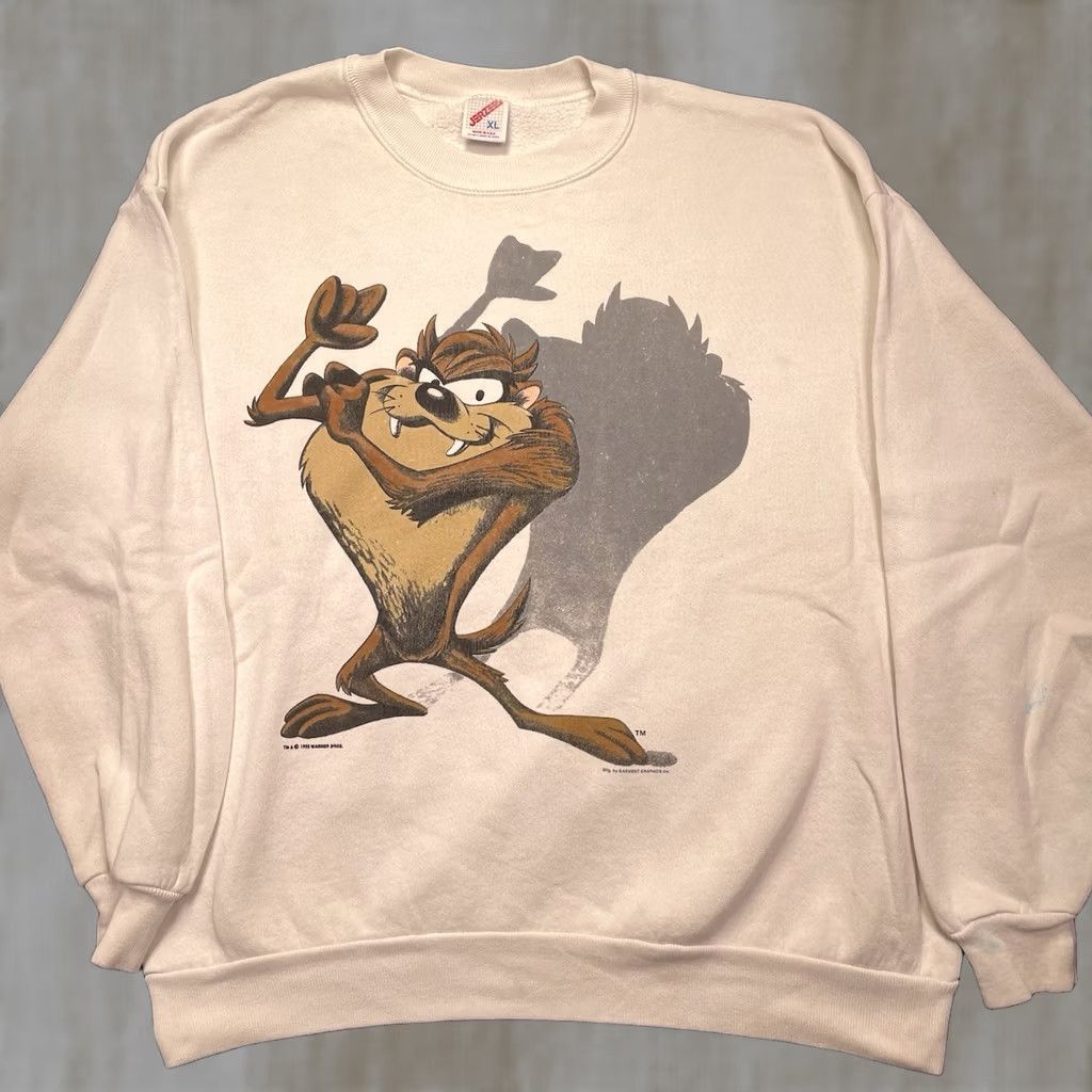 Vintage VINTAGE Looney Tunes Sweatshirt Pullover Shirt White XL Men’s Cartoon Graphic Print Bugs Bunny 1993 Shadow Warner Bros Size US XL / EU 56 / 4 - 1 Thumbnail