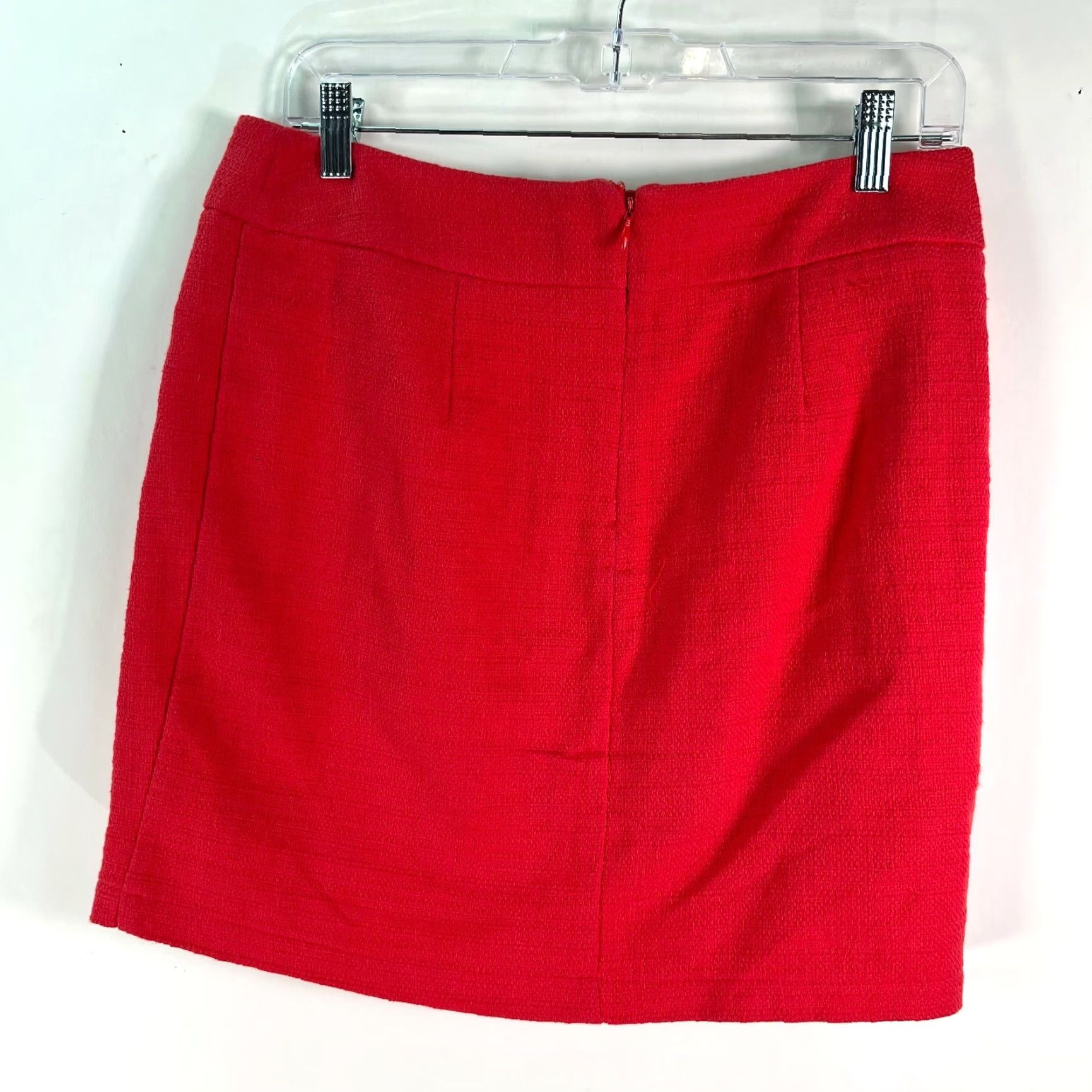 Mossimo Mossimo Skirt Adult Size 8 Red Tweed Pleated Back Zipper 100% Cotton Straight & Pencil Womens Size 30" / US 8 / IT 44 - 2 Thumbnail