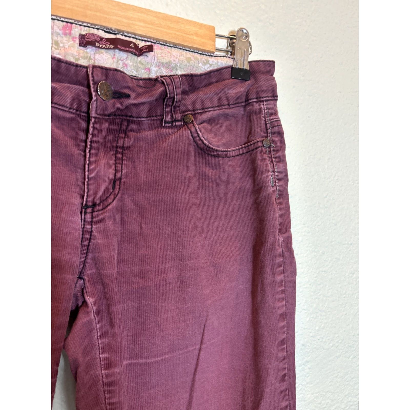 Prana VINTAGE Prana Corduroy Pants Women 4 Purple 30x31 Chino Stained Size 27" / US 4 / IT 40 - 5 Thumbnail