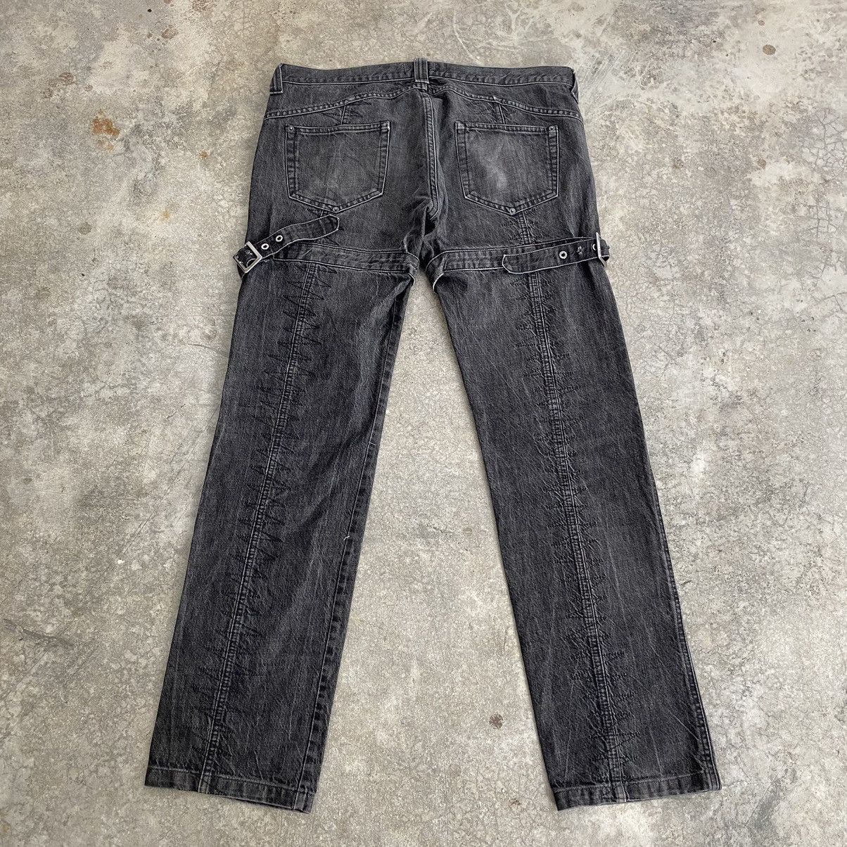 Versace 2004 Archive Versace Sanded Black Bondage Denim Jeans Size US 38 / EU 54 - 16 Thumbnail