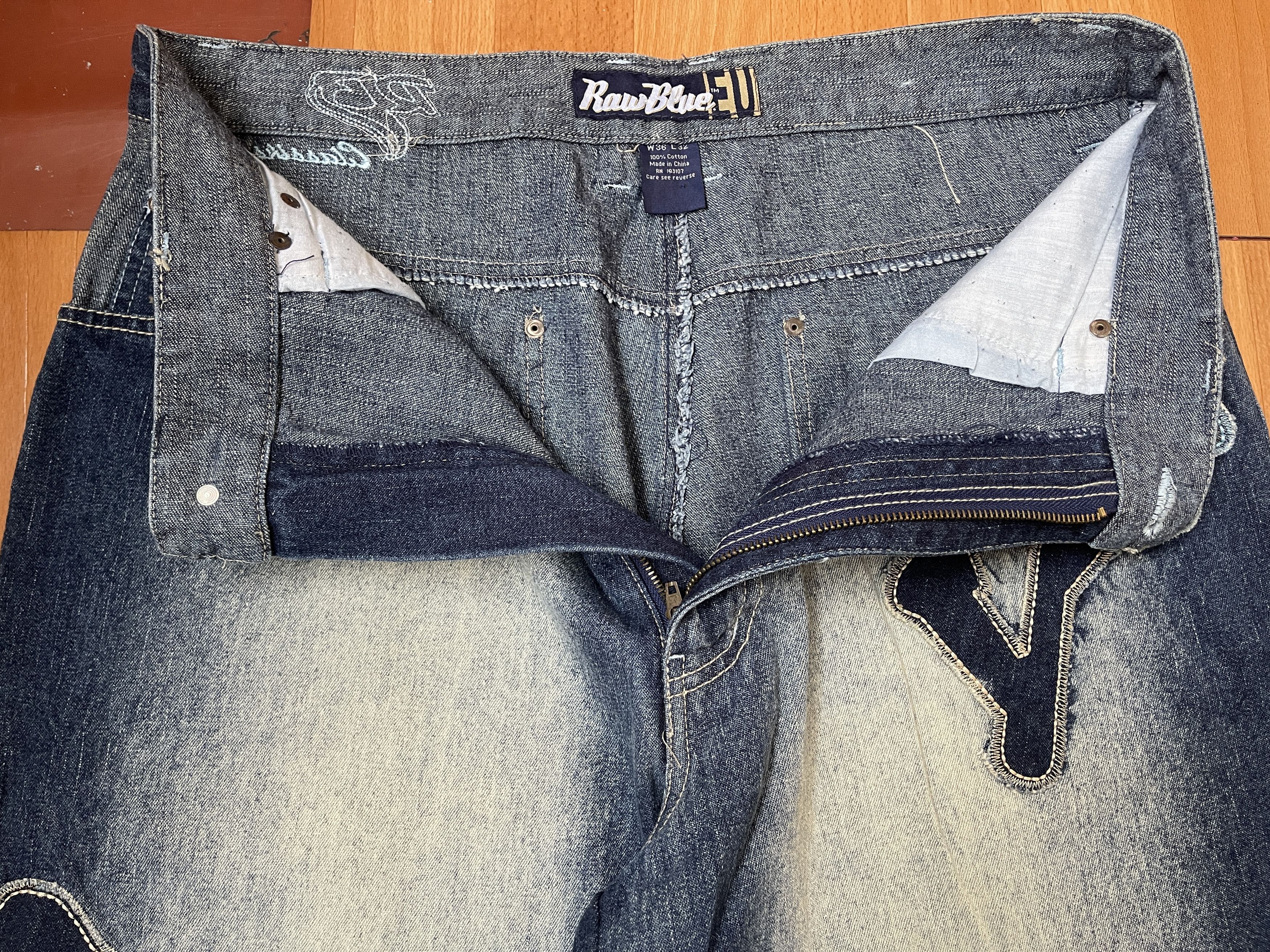 Other Raw Blue jeans, Bronx Brooklyn, vintage baggy 90s hip hop 36 Size US 36 / EU 52 - 14 Thumbnail