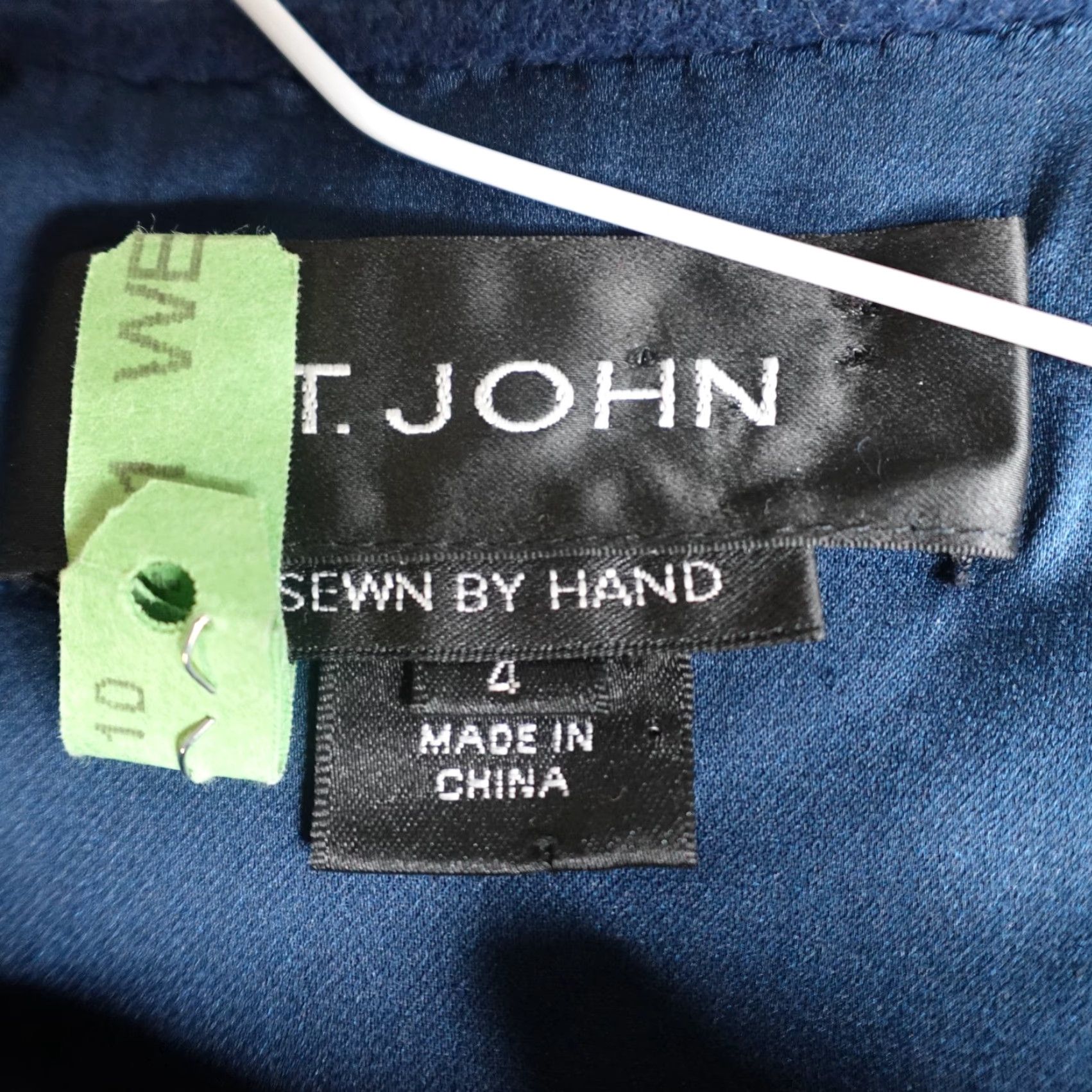 St. John St. John Dress Womens 4 Blue Green Color Block Hand Sewn Angora Wool Cashmere Knits Knee Length Cap Sleeve Short Sleeve Jacket Style Sheath Size S / US 4 / IT 40 - 2 Thumbnail