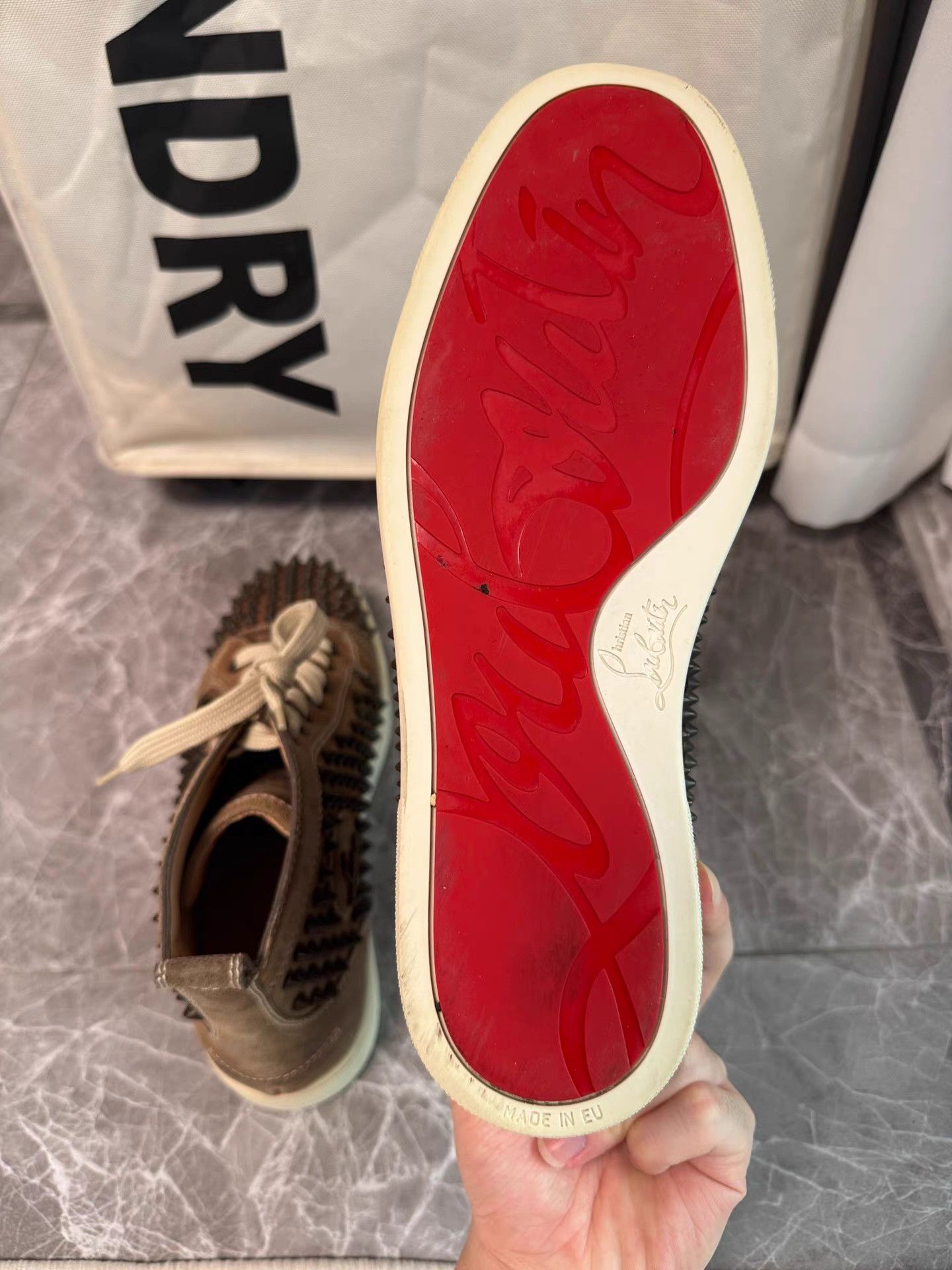Christian Louboutin Christian Louboutin Spiked Suede Sneakers with Red Sole K6 Size US 7 / EU 40 - 8 Thumbnail