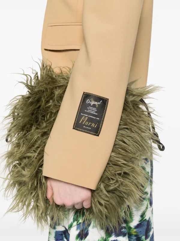 Marni o1s22i1n0525 Short Wool Blend Jacket in Beige Size M / US 6-8 / IT 42-44 - 4 Thumbnail