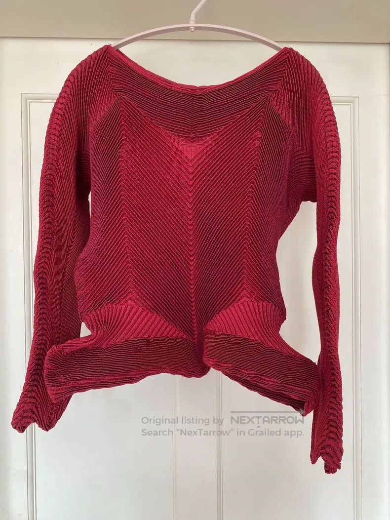 Issey Miyake Issey Miyake Red Long Sleeve Top Size M / US 6-8 / IT 42-44 - 3 Thumbnail