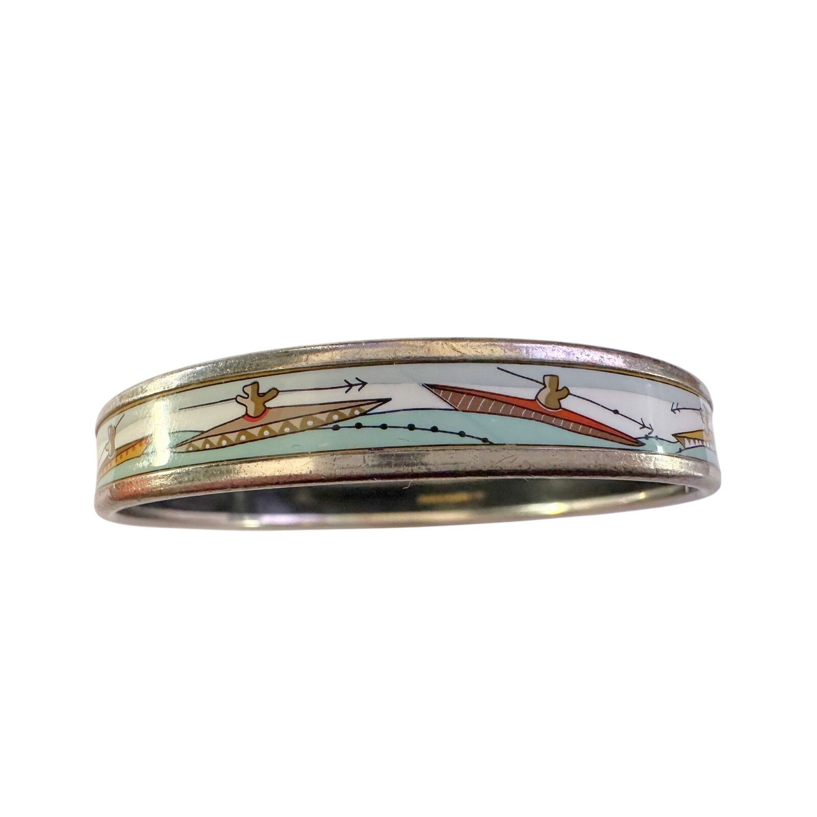 Hermes HERMES Enamel Printed Narrow Canoe Pattern Bracelet Size ONE SIZE - 7 Thumbnail