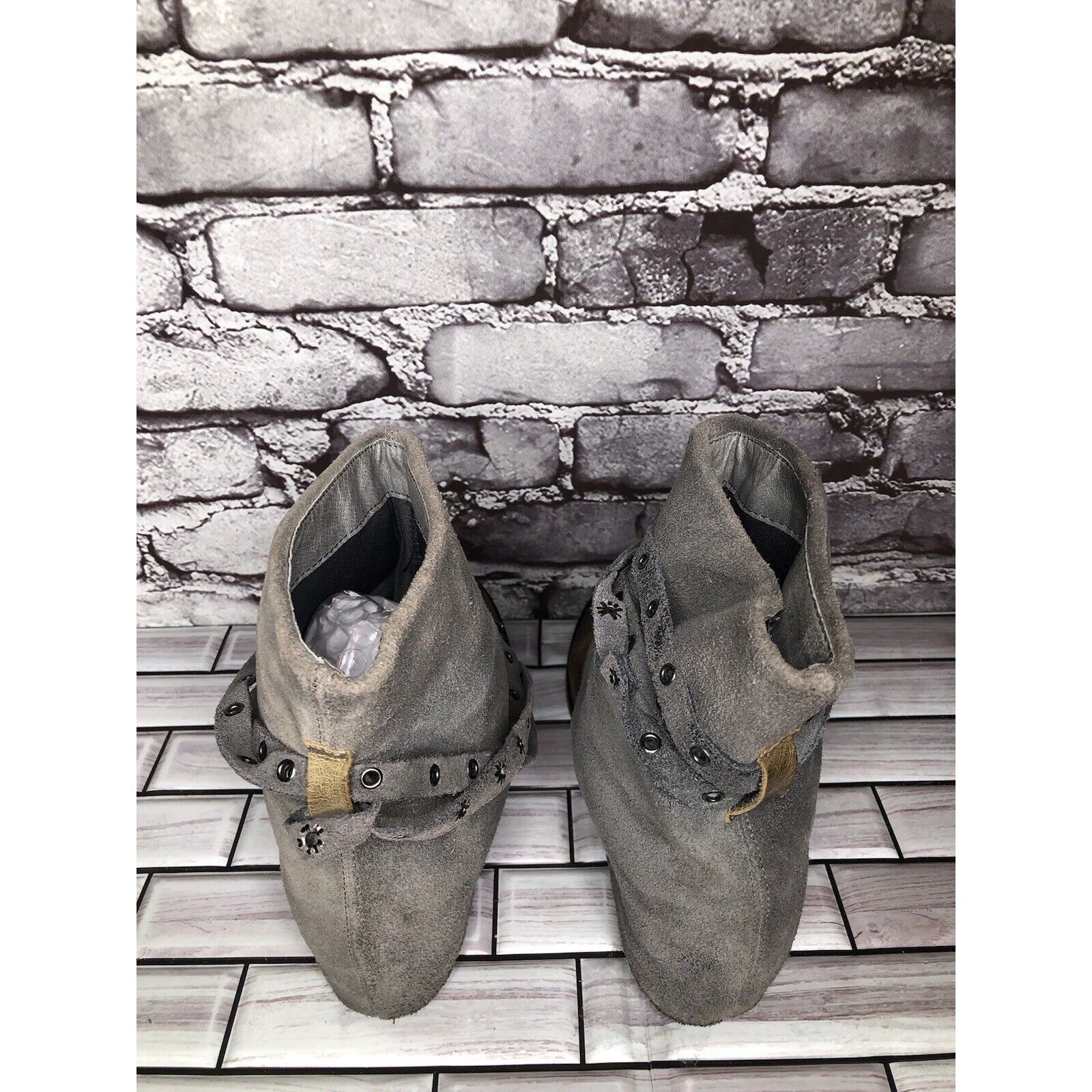 Other Antelope Gray Suede Taupe Leather Dress Casual Heel Boots Wo Size US 6.5 / IT 36.5 - 5 Thumbnail